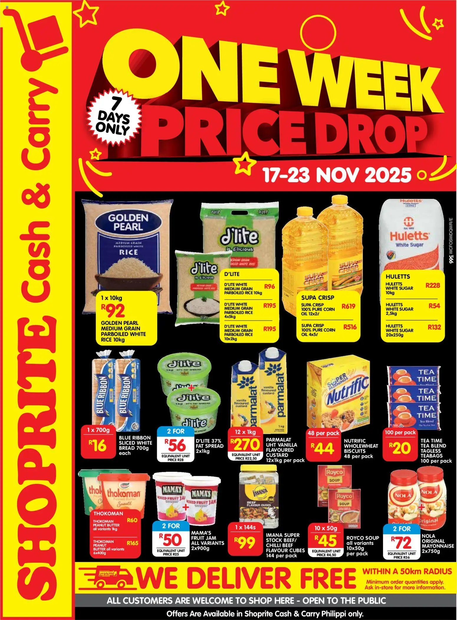 New Shoprite catalogue – valid from 17.11.2025 | Page: 1 | Products: Jam, Peanut butter, Fruit, Sugar