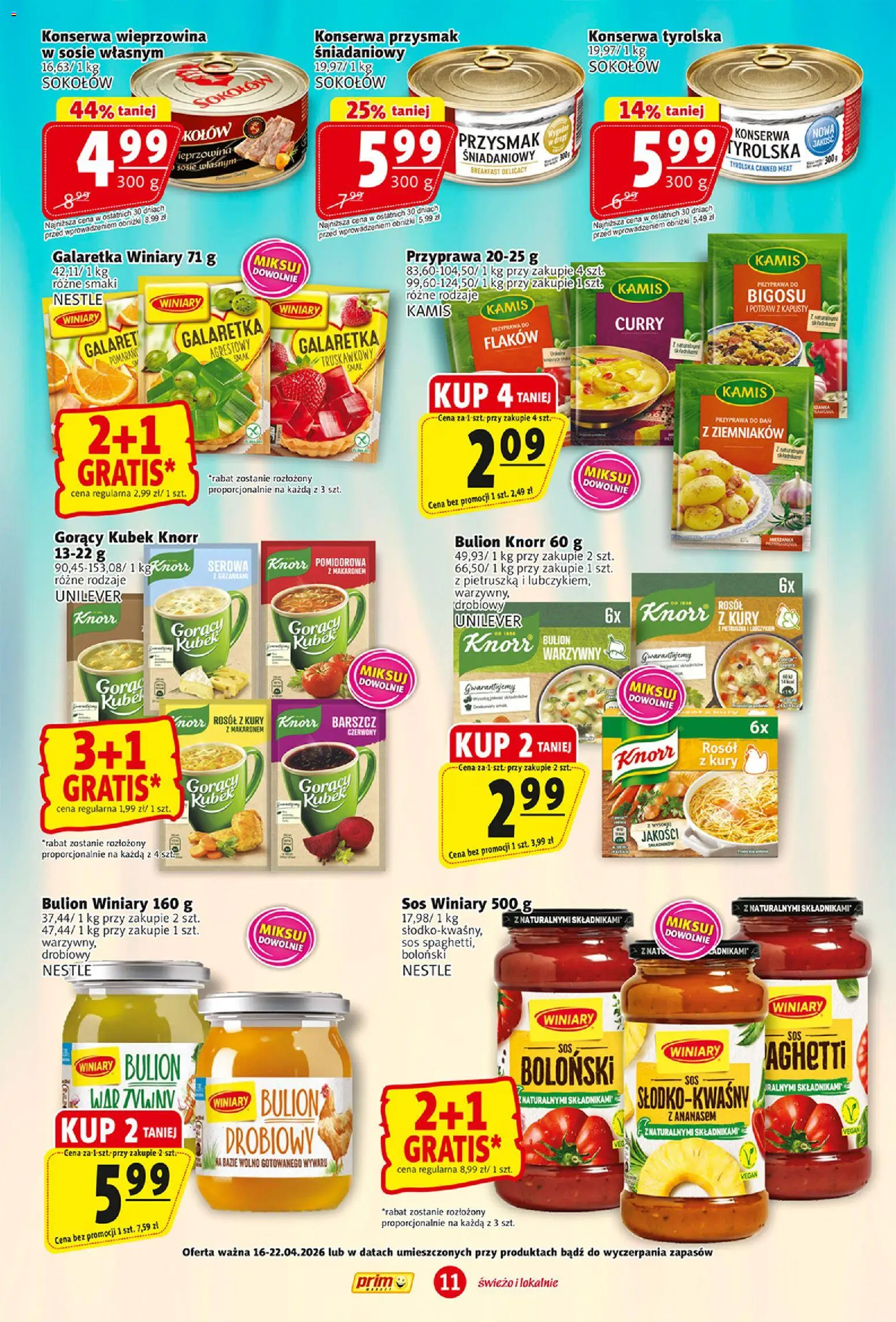 Prim Market gazetka od 16.04.2026 | Strona: 11 | Produkty: Pietruszka, Gorący kubek, Bulion warzywny, Sos