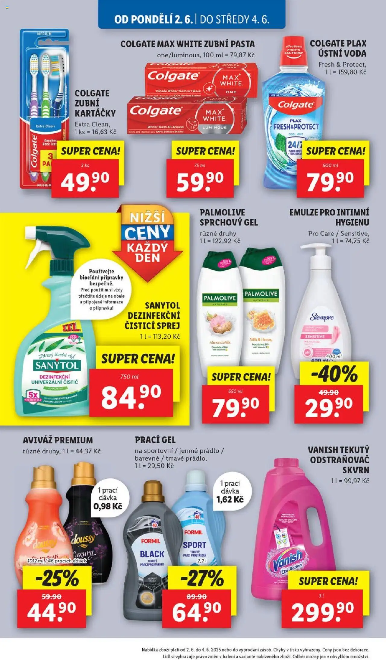 Lidl leták od 02.06.2025 | Strana: 28 | Produkty: Ústní voda, Aviváž, Voda, Vanish oxi action