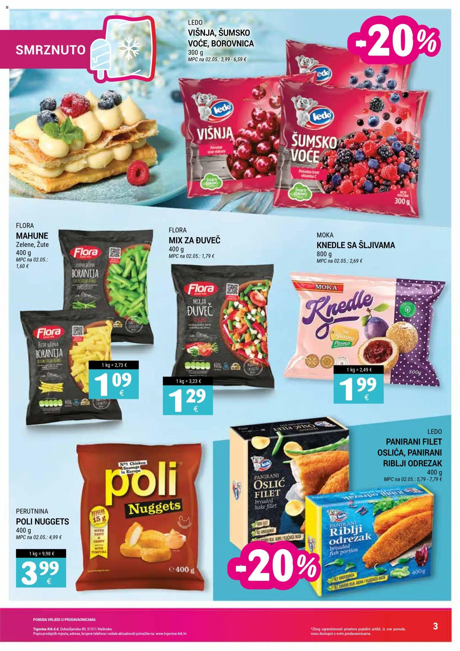 Trgovina Krk katalog | vrijedi od 02.03.2026 | Stranica: 3 | Proizvodi: Ledo, Voće, Borovnica, Oslić