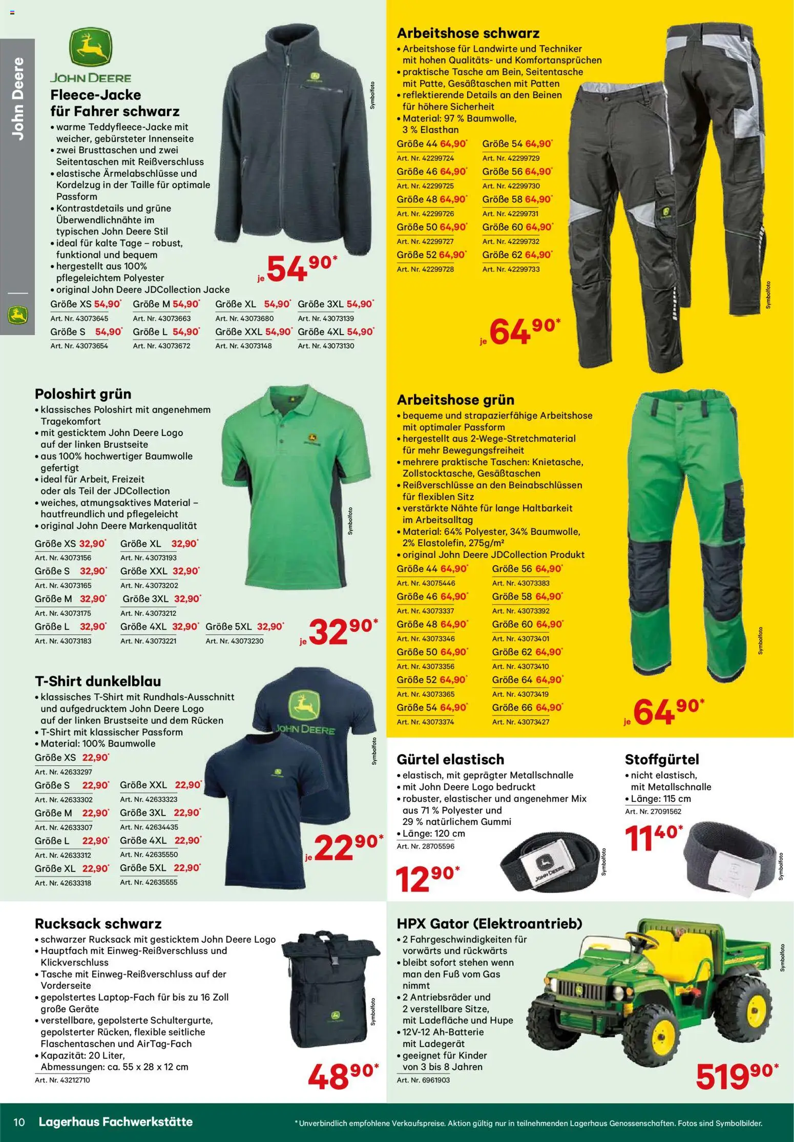 Lagerhaus Verschleißteile & Zubehör gültig ab 01.01.2026 | Seite: 10 | Produkte: Jacke, Rucksack, Gürtel, Tasche