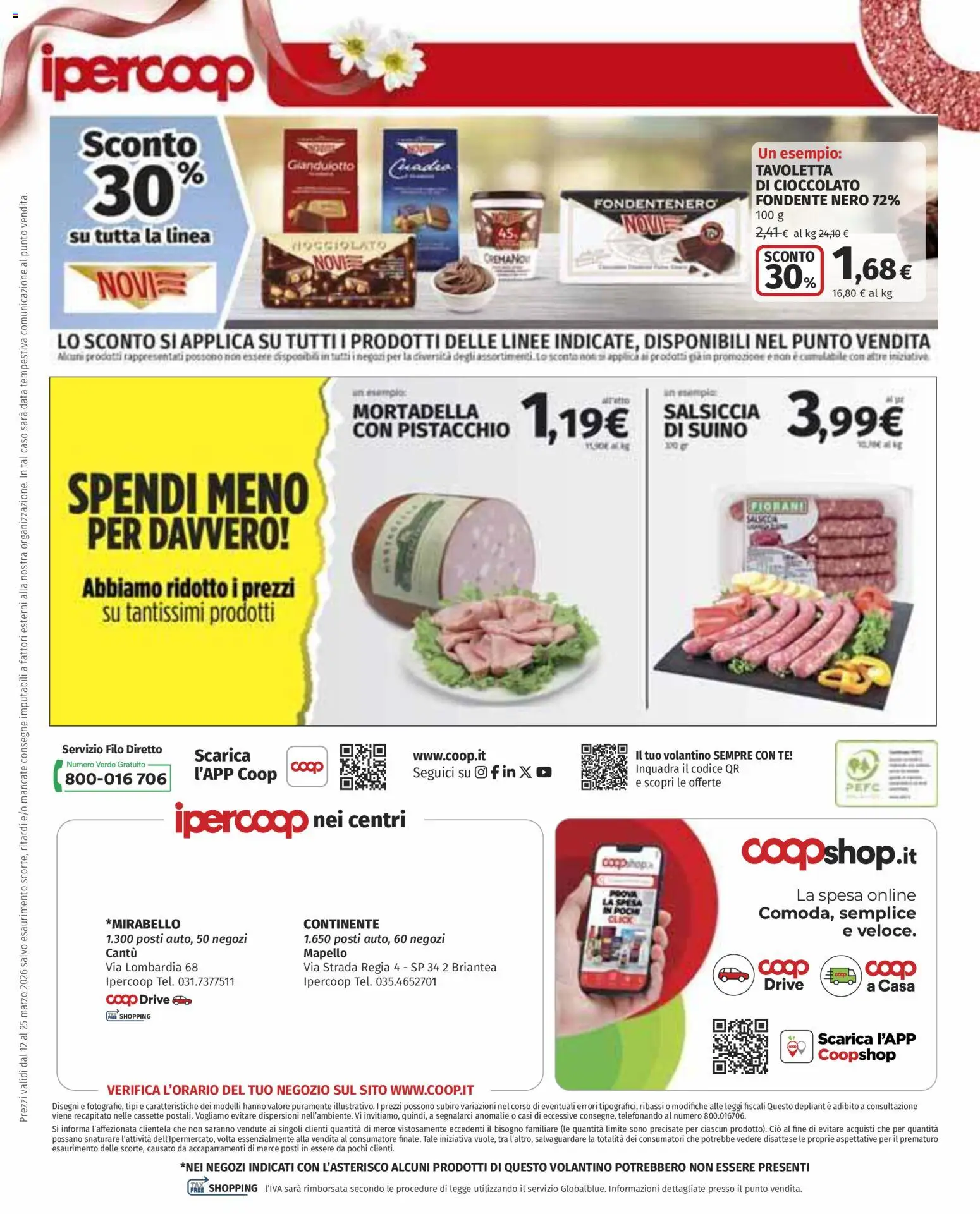 Volantino Ipercoop del 12.03.2026 | Pagina: 46 | Prodotti: Cioccolato, Salsiccia, Data, Mortadella