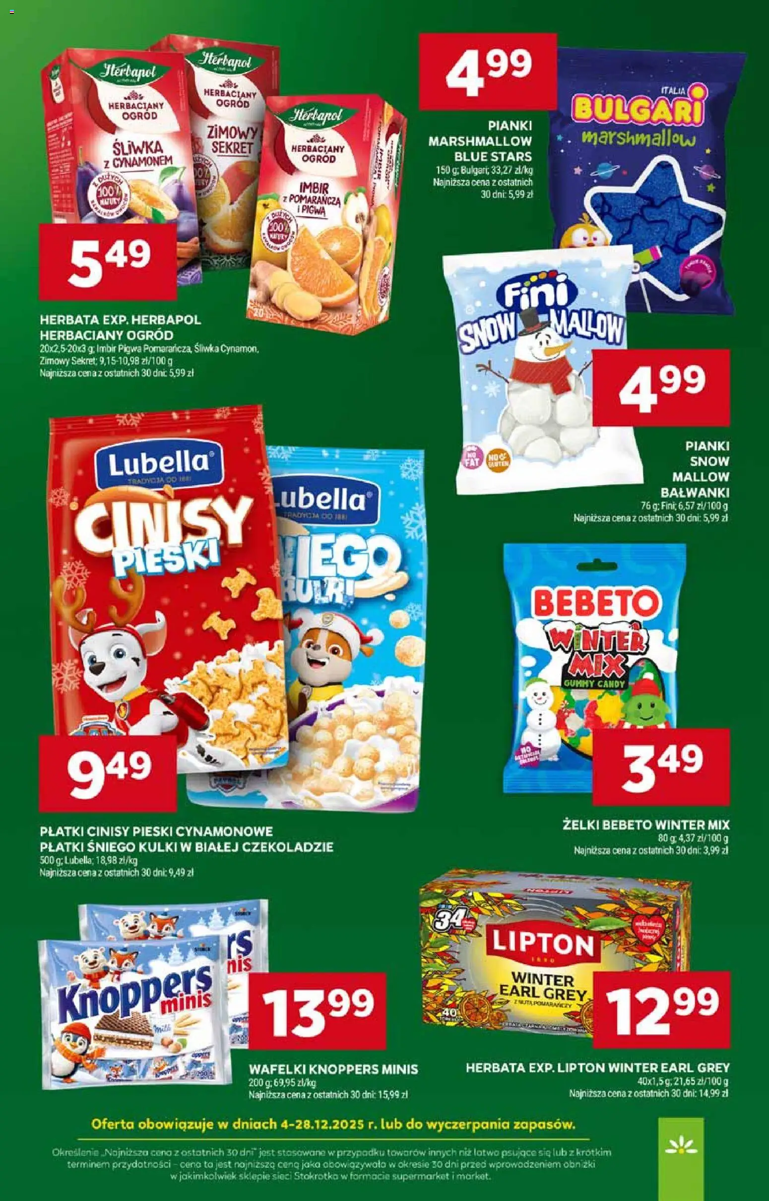 Stokrotka Gazetka od 11.12.2025 | Strona: 37 | Produkty: Wafelki, Żelki, Herbata, Płatki