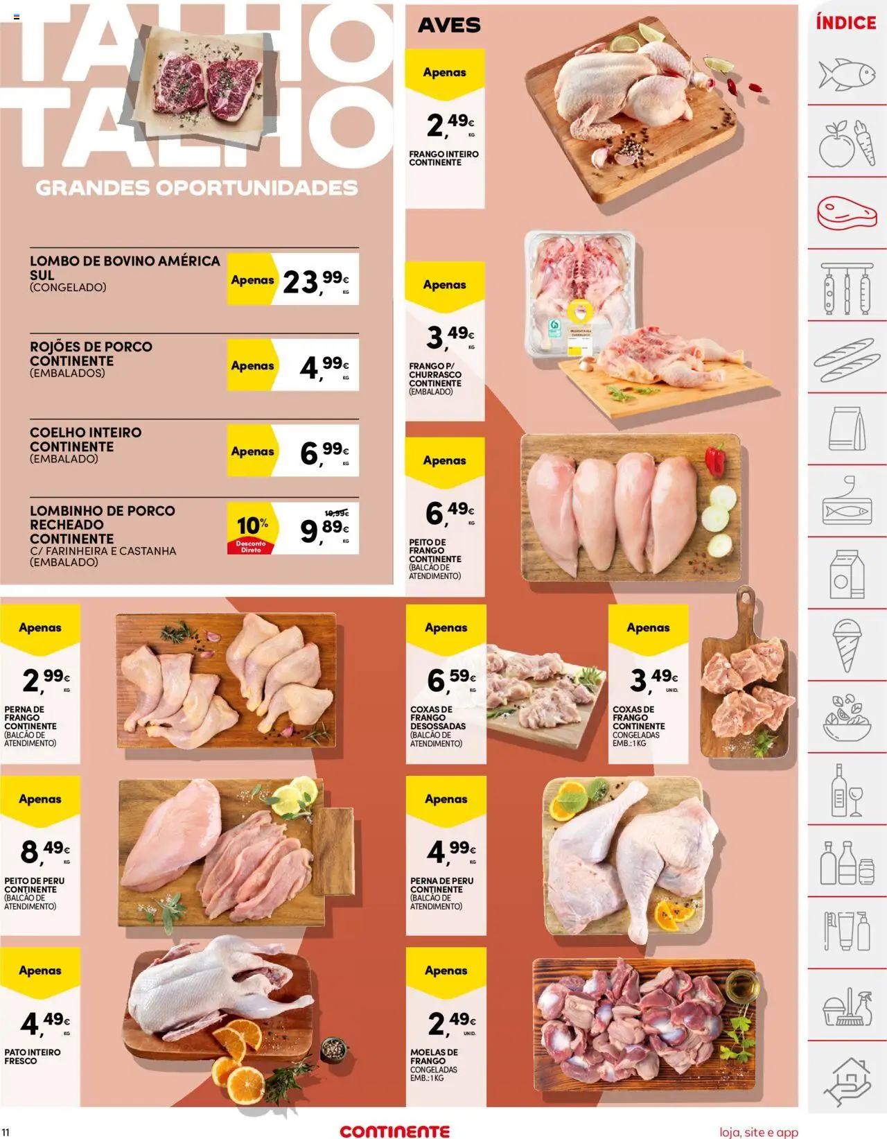 Continente folheto │ válido de 07.10.2025 | Página: 11 | Produtos: Frango, Peru, Coelho, Moelas