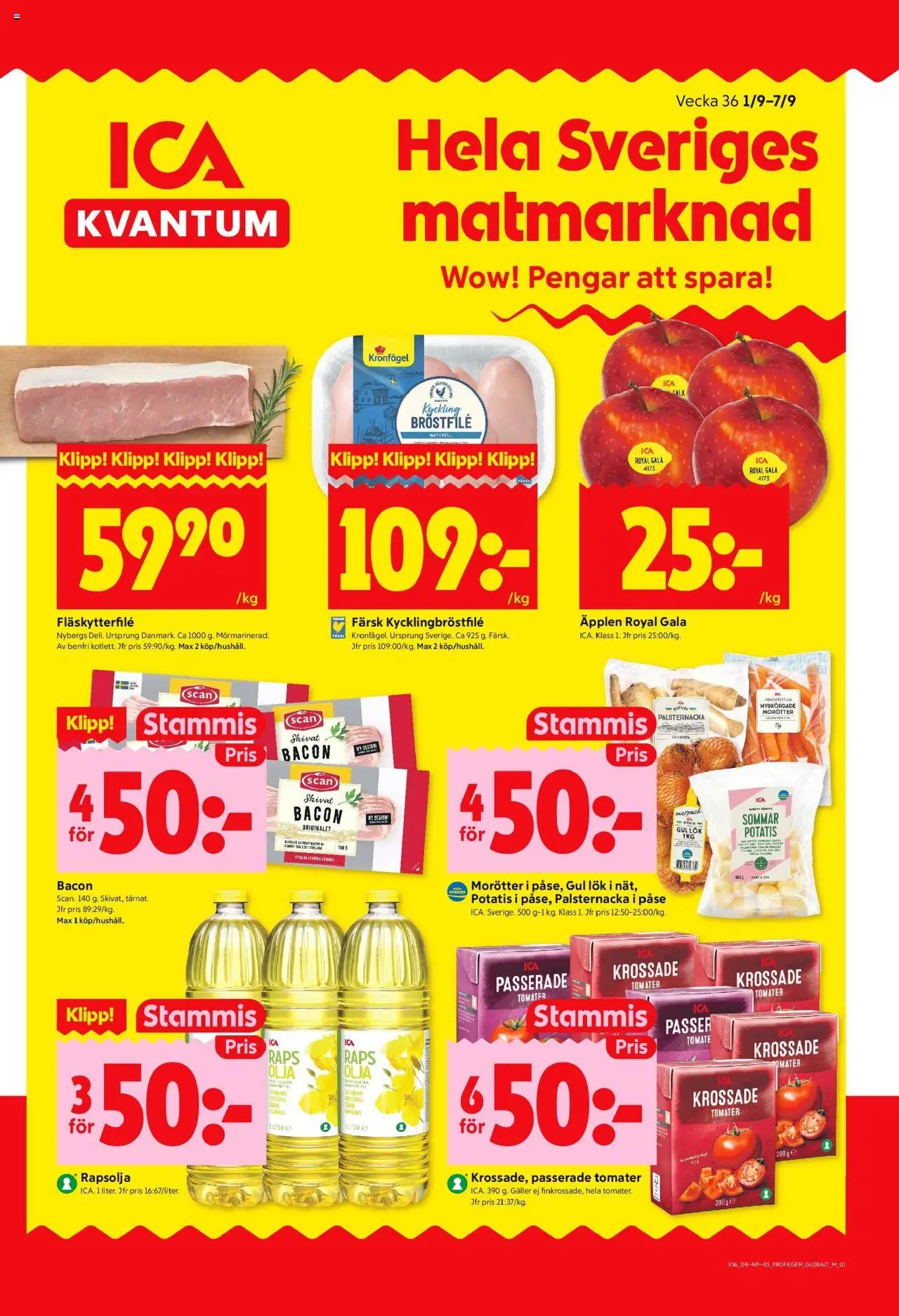 ICA Kvantum reklamblad aktuell från 01.09.2025 | Sida: 1 | Produkter: Krossade tomater, Galler, Gul lök, Äpplen