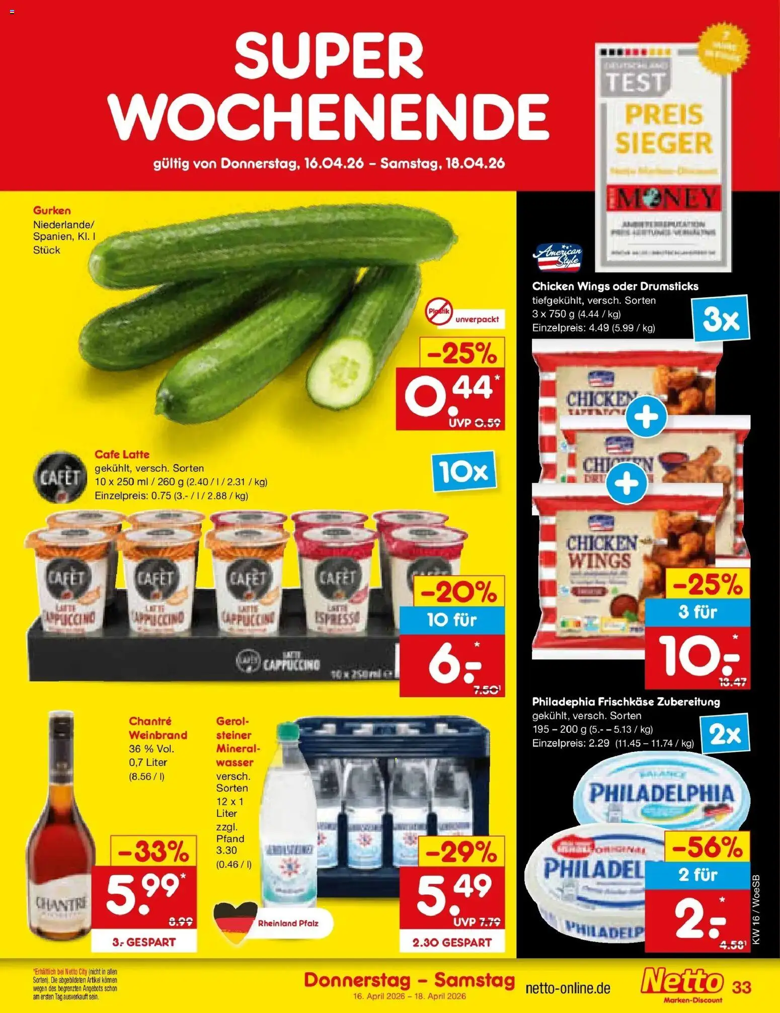 Netto Marken-Discount Prospekt Gemmingen	 – gültig ab 13.04.2026 | Seite: 36 | Produkte: Wasser, Chantré, Gurken, Frischkase