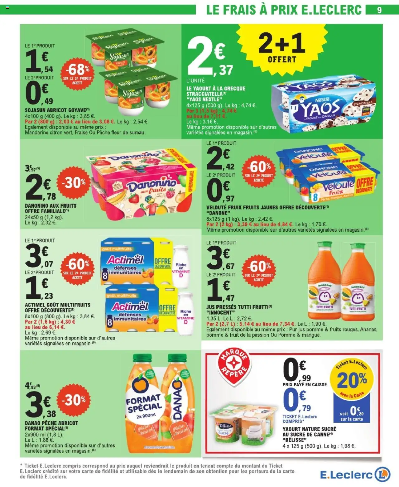 | Page: 9 | Produits: Pêche, Pomme, Yaourt, Jus