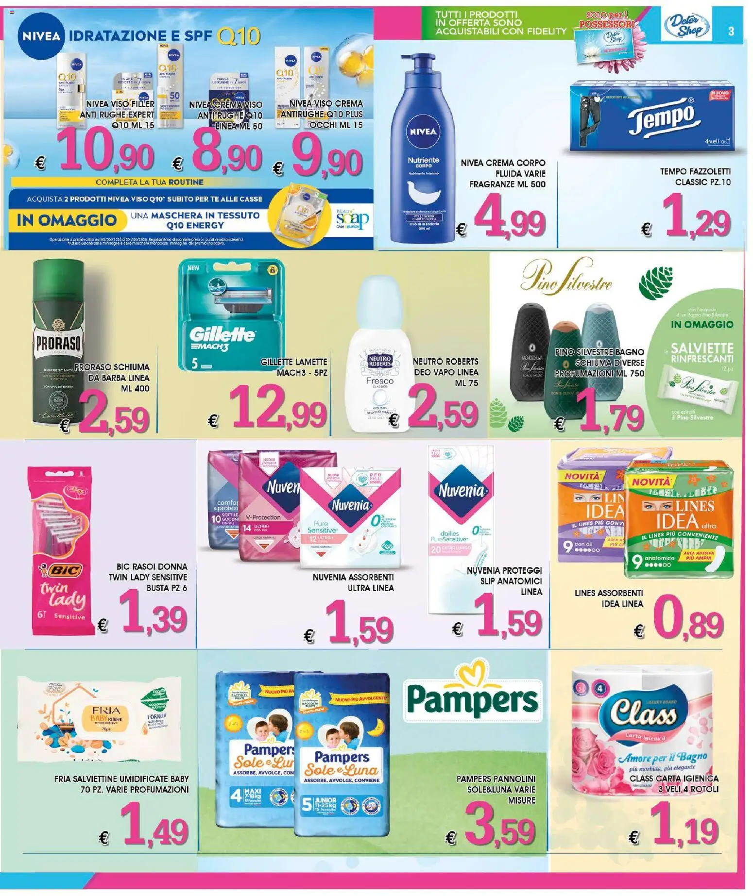 Volantino Deter Shop del 01.04.2026 | Pagina: 3 | Prodotti: Crema, Maschera, Pampers, Bagno