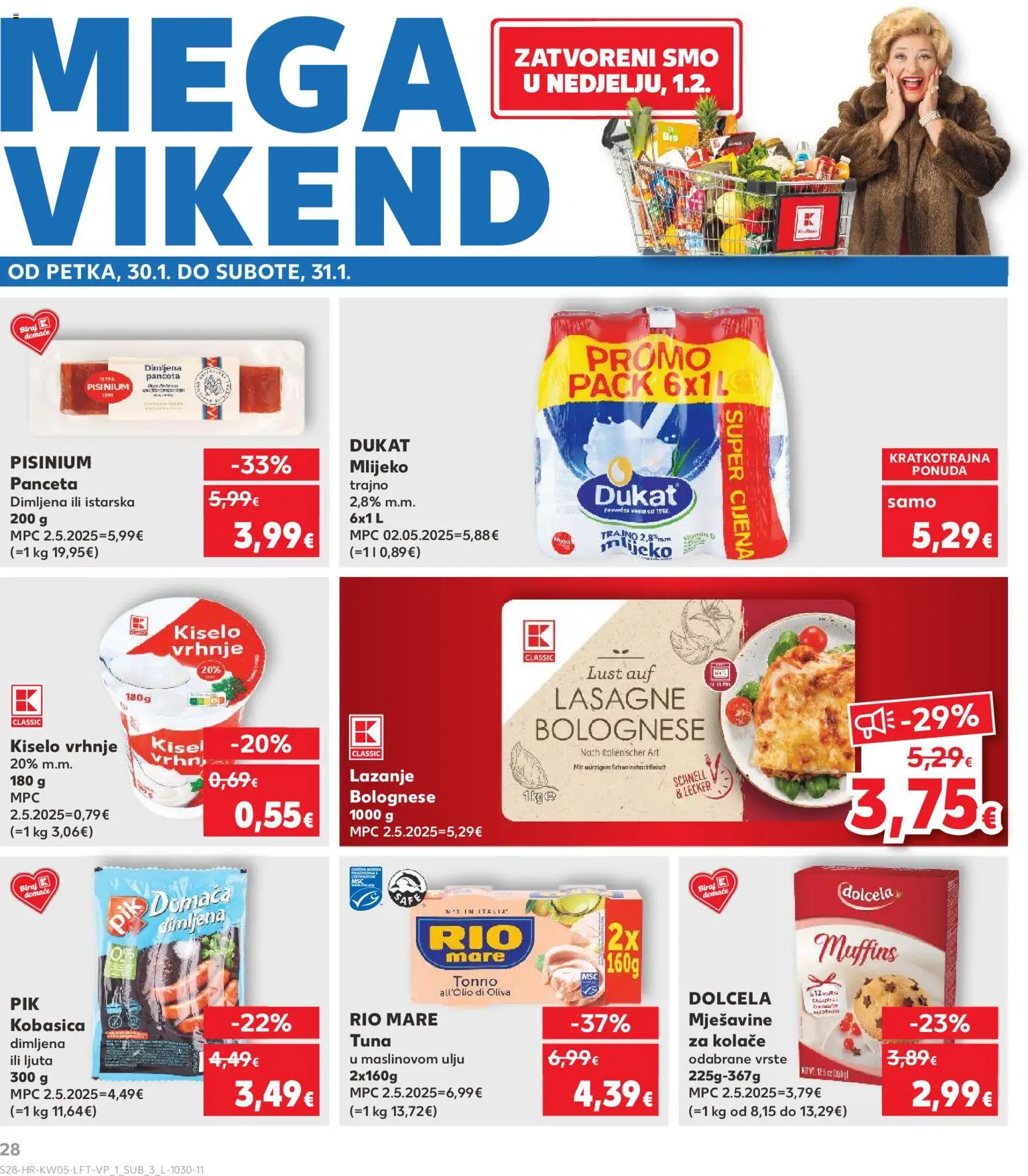 Kaufland katalog | vrijedi od 28.01.2026 | Stranica: 28 | Proizvodi: Rio Mare, Kobasica, Tuna, Panceta