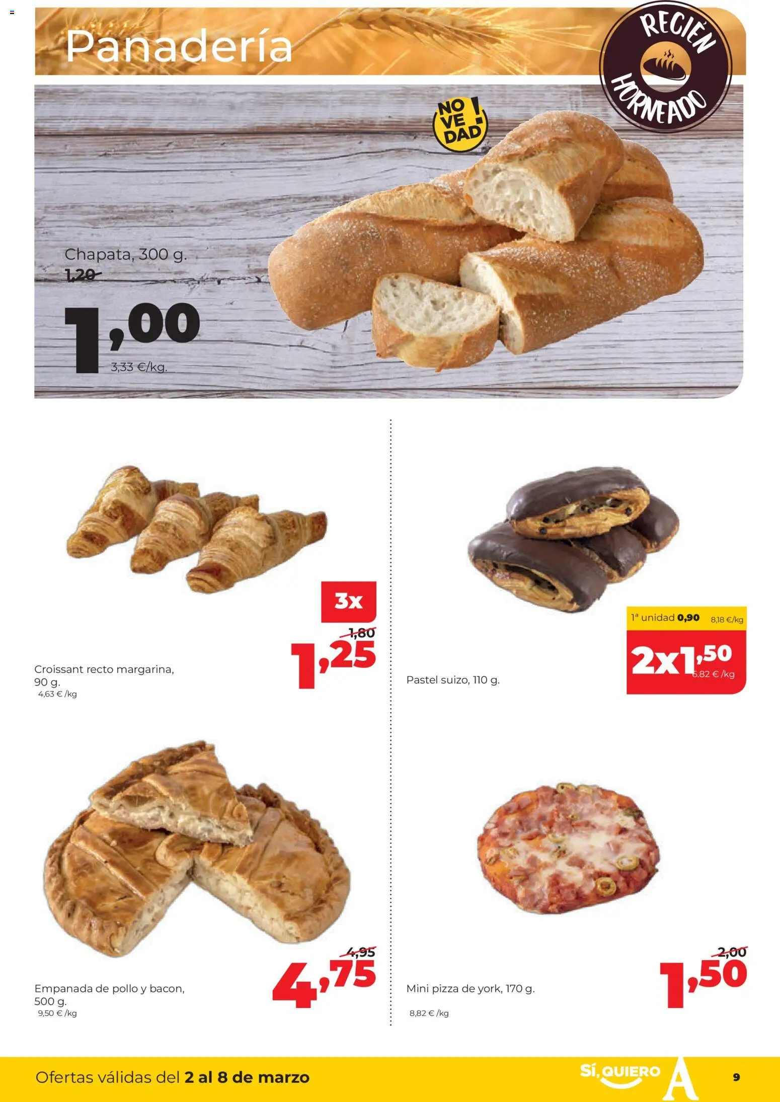 Alimerka folleto Asturias │ válido desde el 02.03.2026 | Página: 9 | Productos: Pizza, Croissant, Panadería