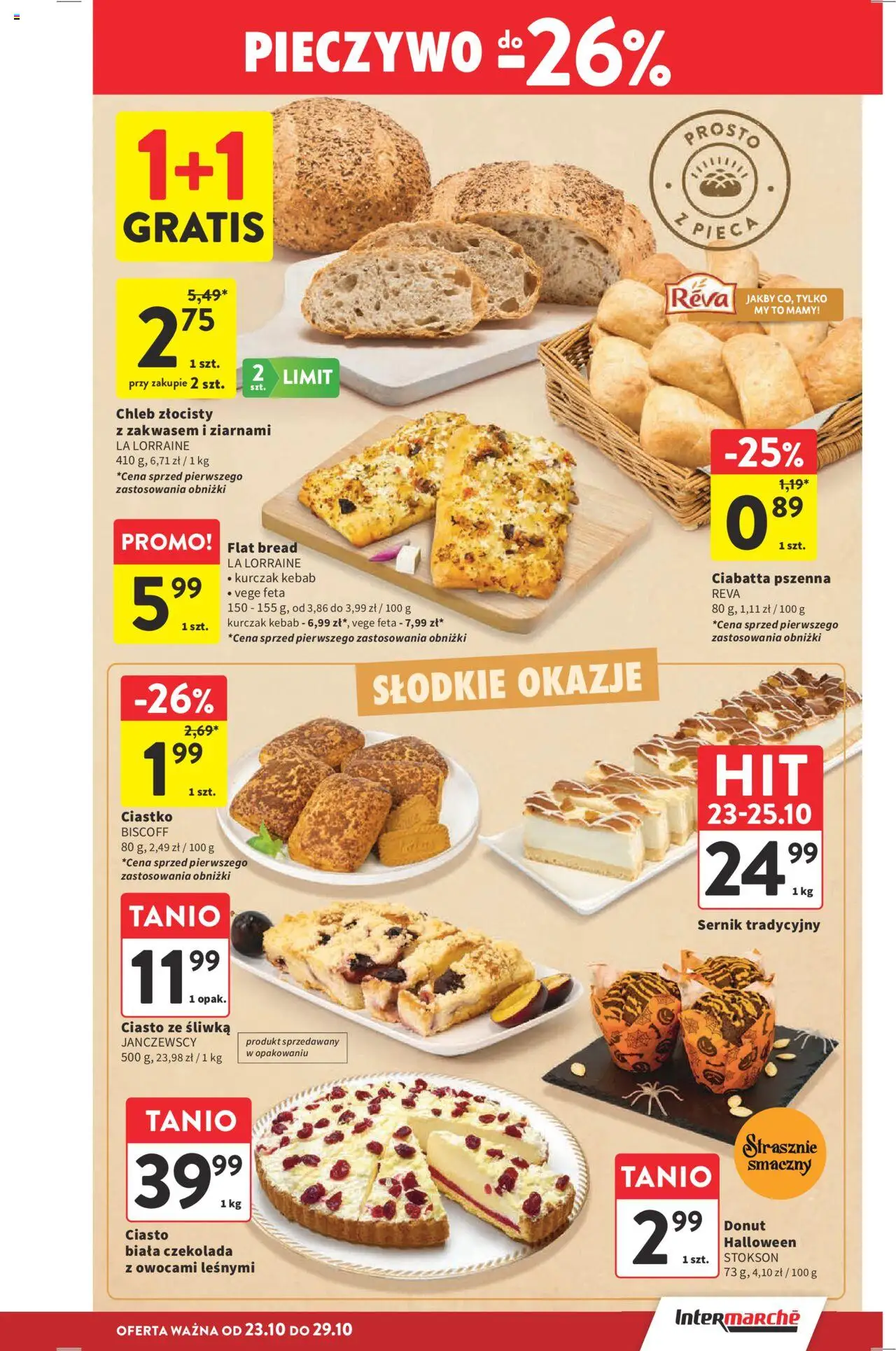 Intermarche Gazetka od 23.10.2025 | Strona: 19 | Produkty: Pieczywo, Kurczak, Kebab, Donut