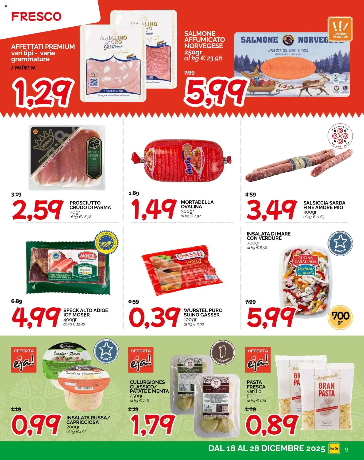 Volantino HarDis del 18.12.2025 | Pagina: 9 | Prodotti: Salmone, Patate, Pasta, Menta