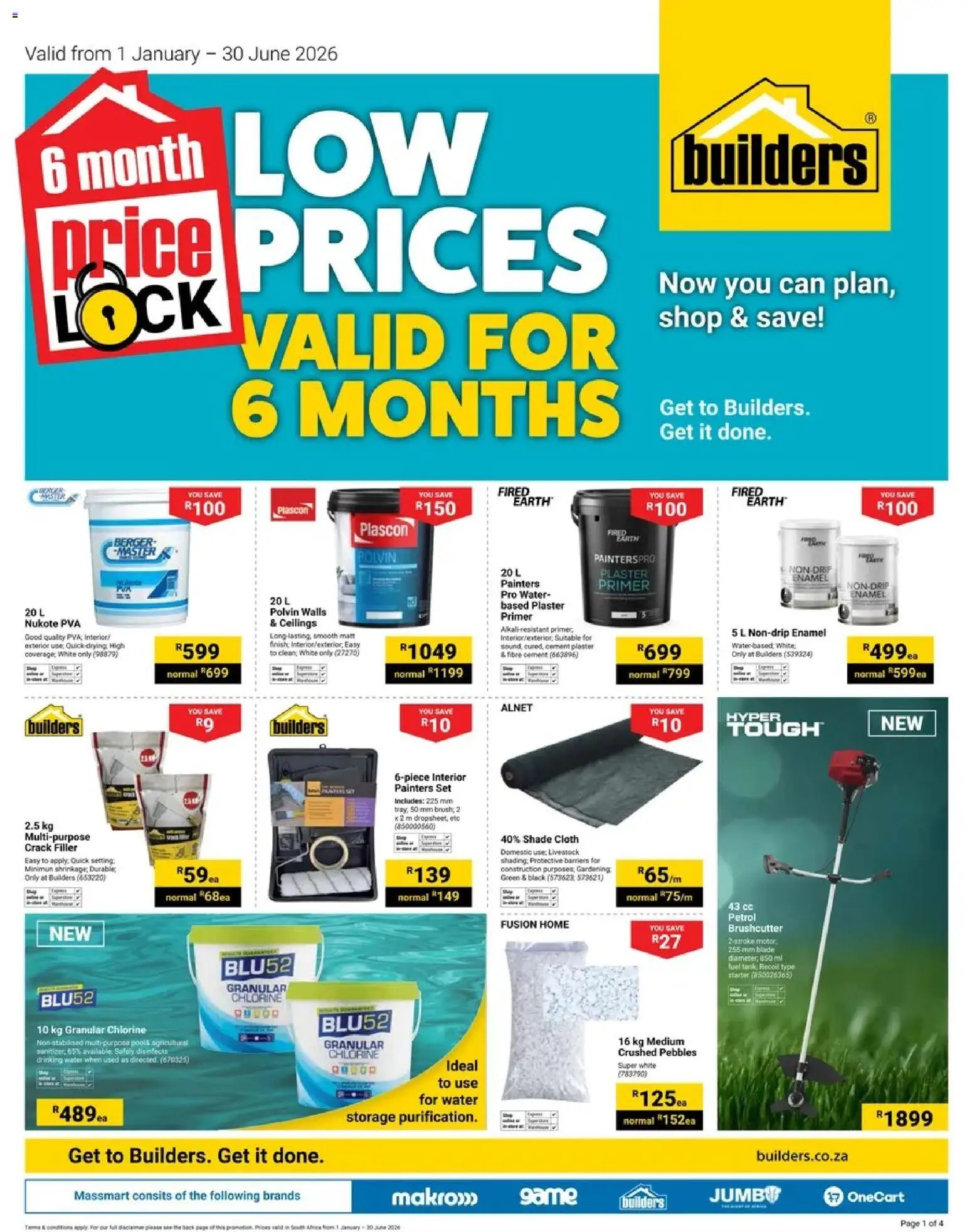 New Builders catalogue – valid from 01.01.2026 | Page: 1 | Products: Lock, Polvin, Plaster, Cement