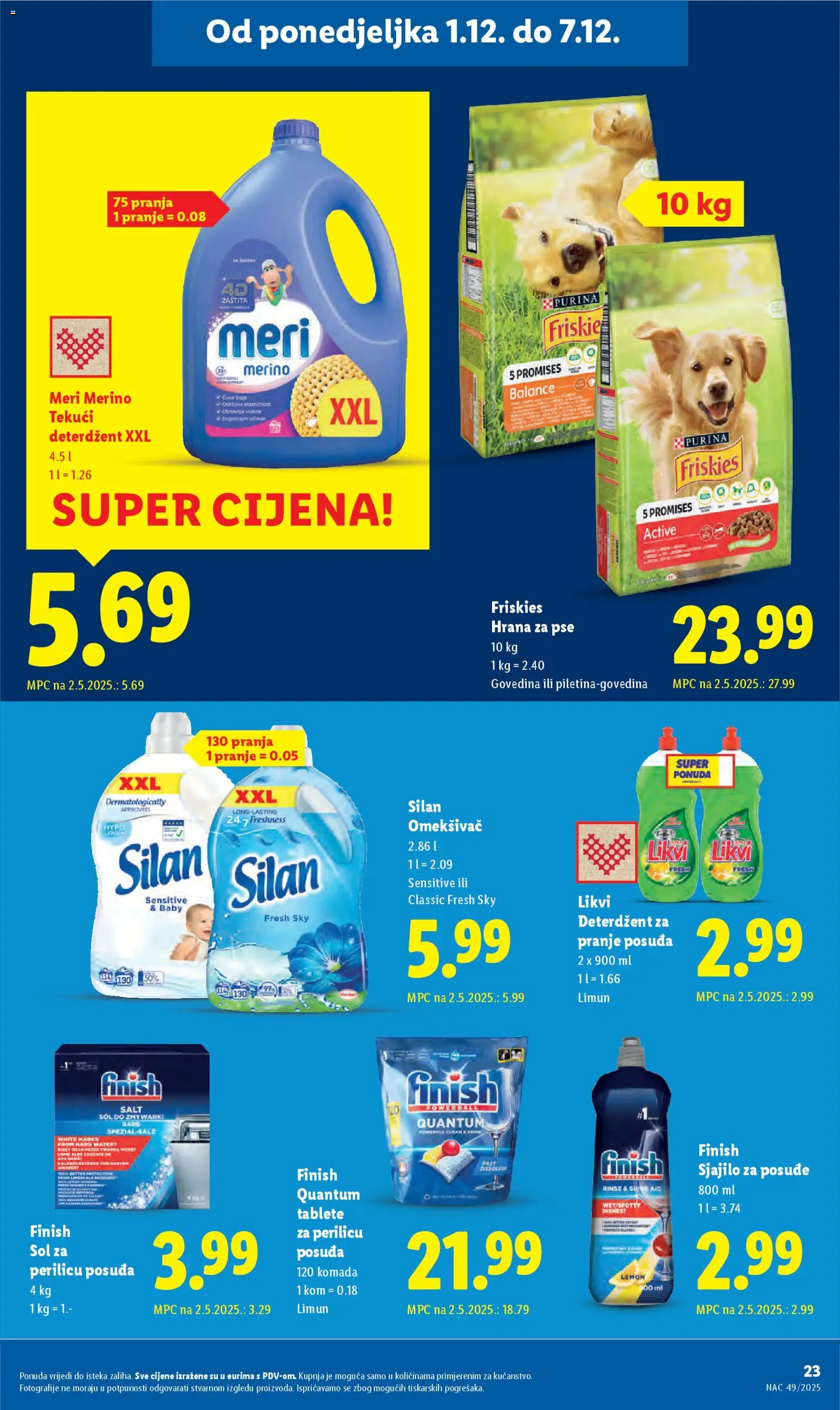 Lidl katalog | vrijedi od 01.12.2025 | Stranica: 23 | Proizvodi: Omekšivač, Deterdžent za pranje posuđa, Limun, Meri Merino