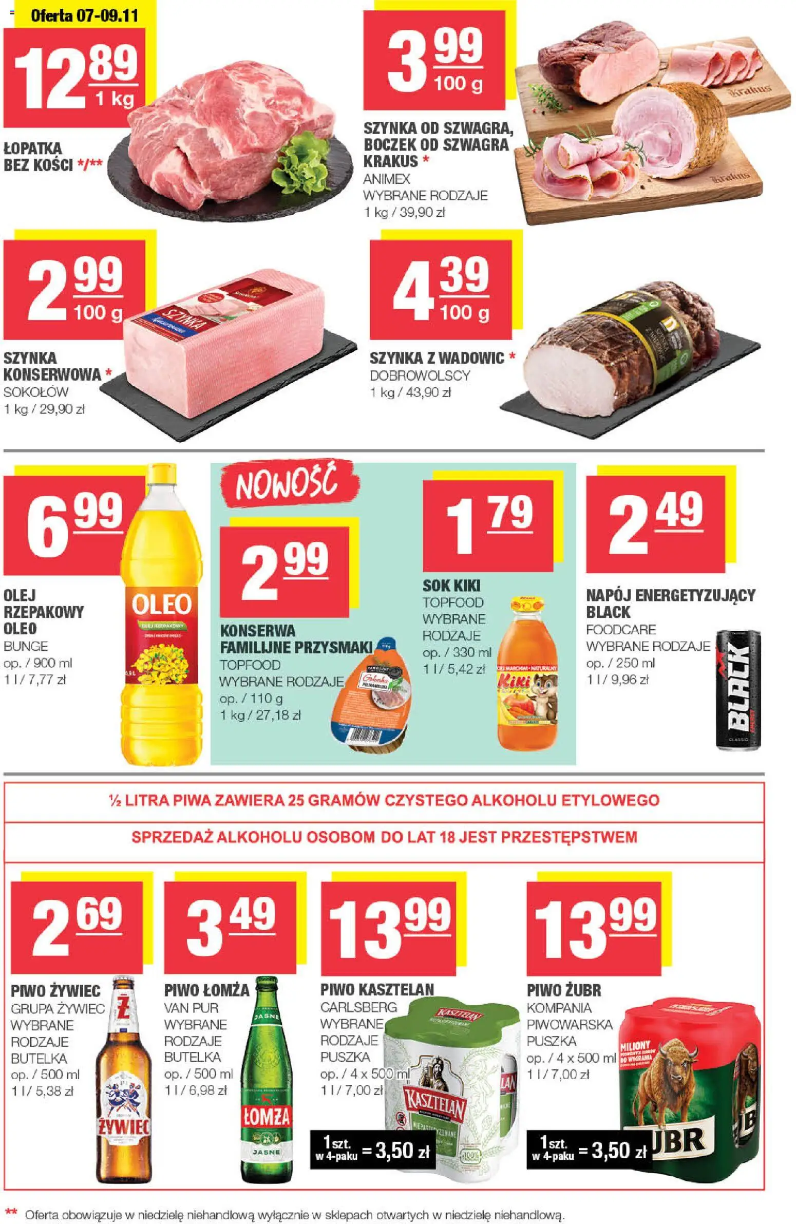 Spar Gazetka - Mini od 05.11.2025 | Strona: 3 | Produkty: Piwo żubr, Olej, Sok, Piwo