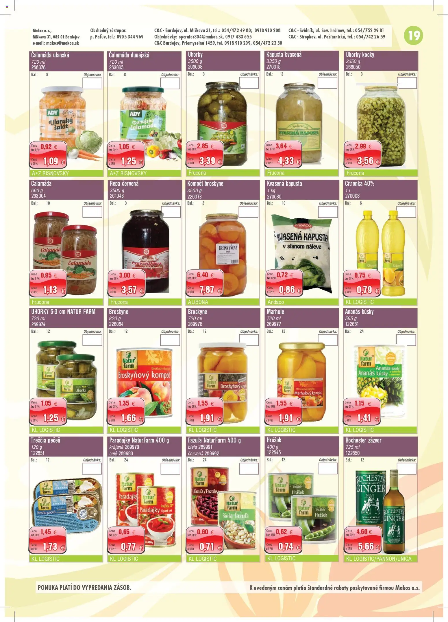 Nové Makos akcie – leták je platný od 06.04.2026 | Strana: 19 | Produkty: Hrášok, Šalát, Marhule, Broskyne