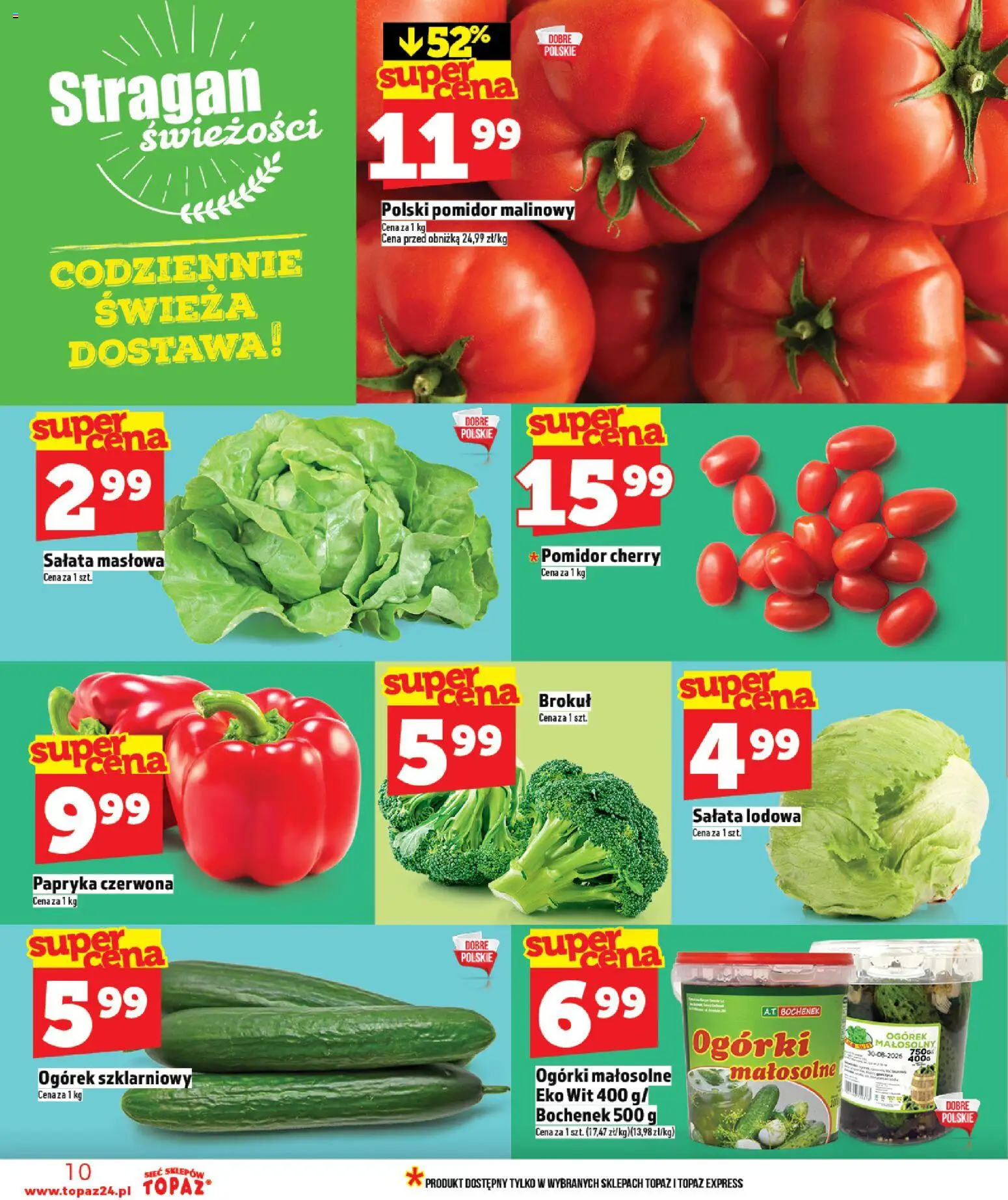 Topaz gazetka - MAZ od 30.04.2026 | Strona: 10 | Produkty: Papryka, Pomidor cherry, Papryka czerwona, Ogórki