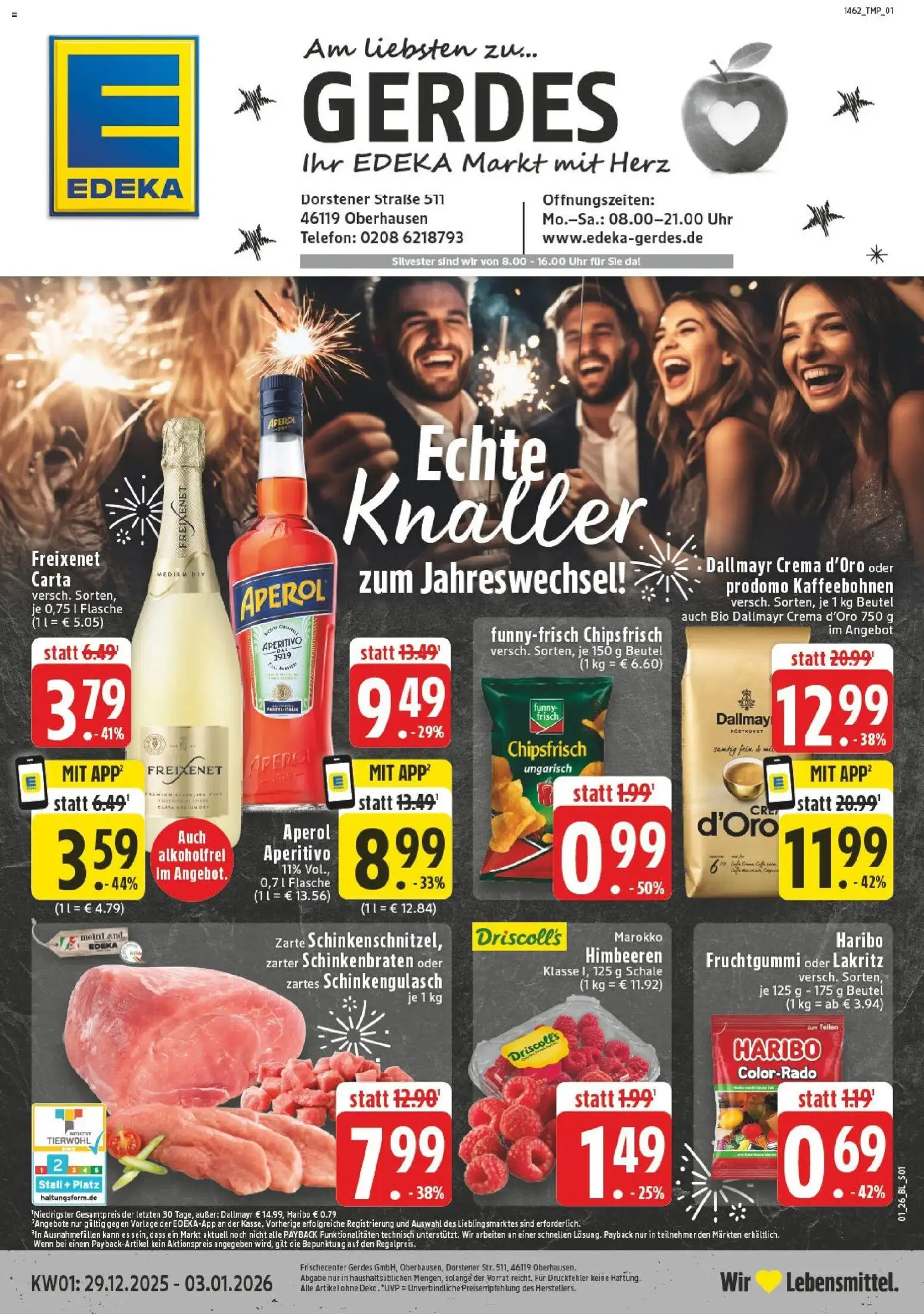 Edeka prospekt Oberhausen	 – gültig ab 28.12.2025 | Seite: 1 | Produkte: Freixenet, Dallmayr, Aperol, Chips