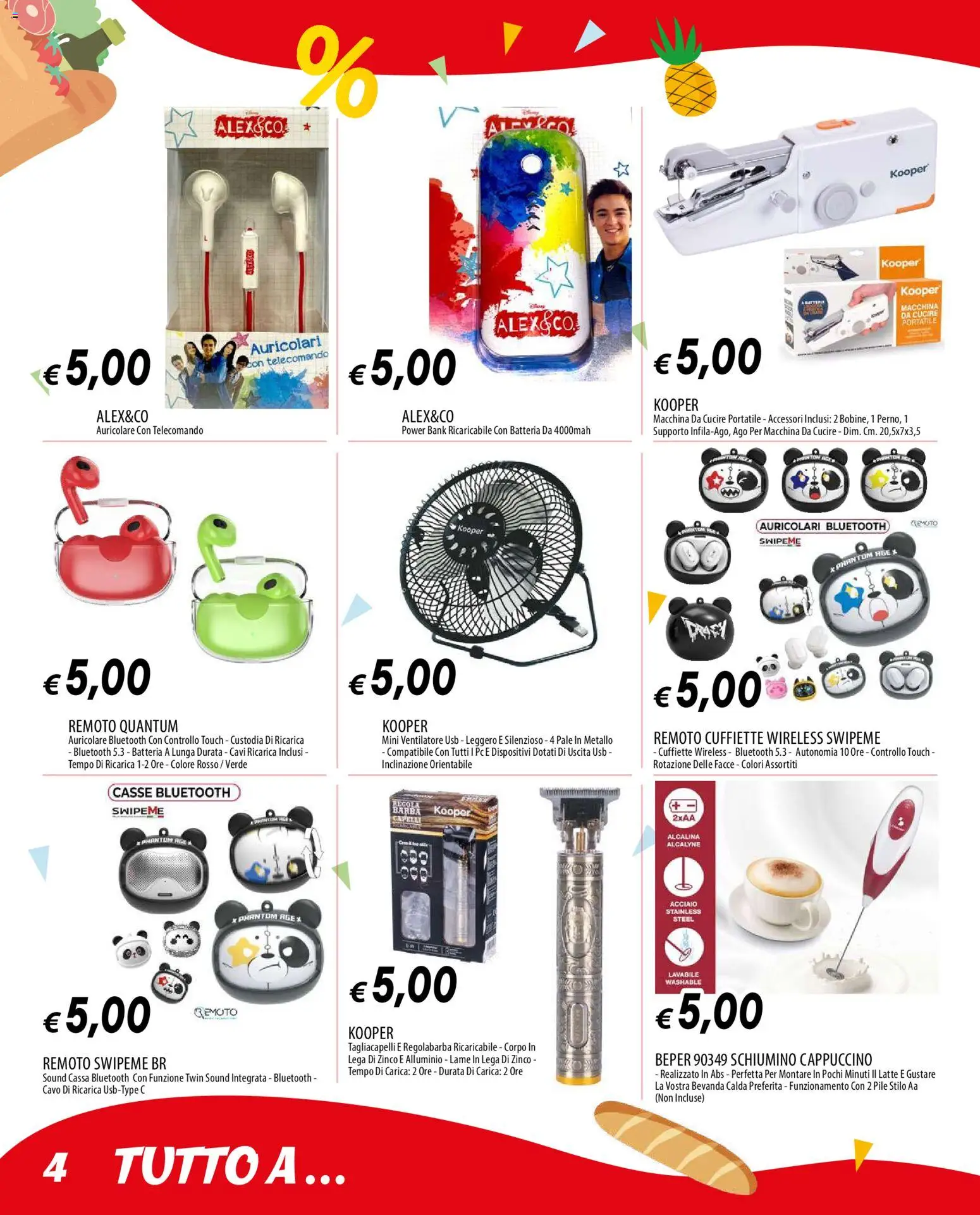 Volantino Galassia del 09.04.2026 | Pagina: 4 | Prodotti: Pile, Ventilatore, Latte, Macchina da cucire