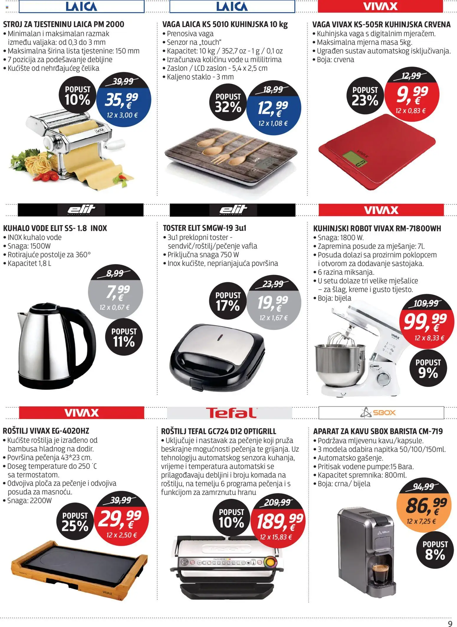 Centar Tehnike katalog | vrijedi od 09.03.2026 | Stranica: 9 | Proizvodi: Aparat za kavu, Kuhalo vode, Robot, Kuhinjska vaga
