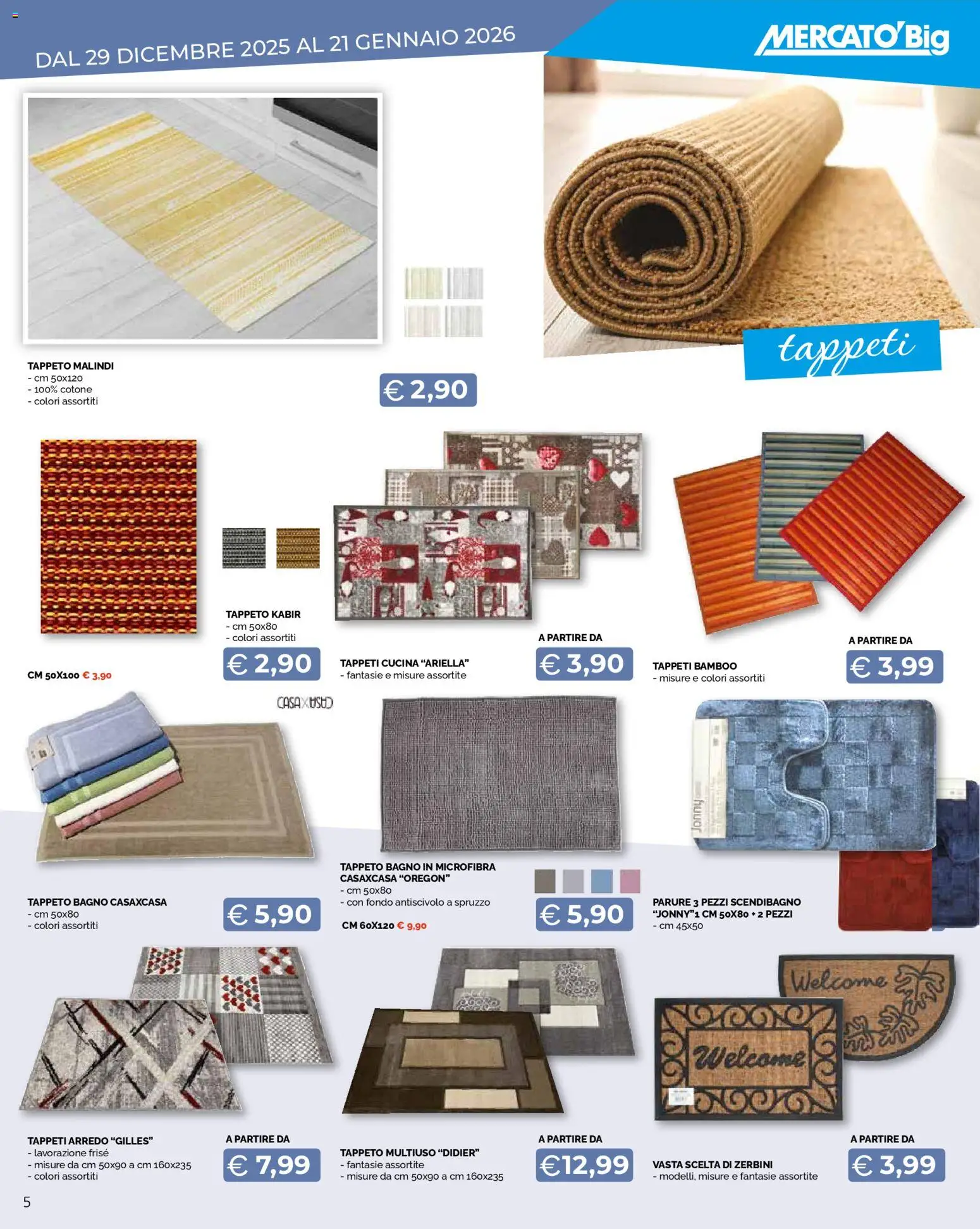 Volantino Mercatò del 29.12.2025 | Pagina: 5 | Prodotti: Bagno, Tappeto