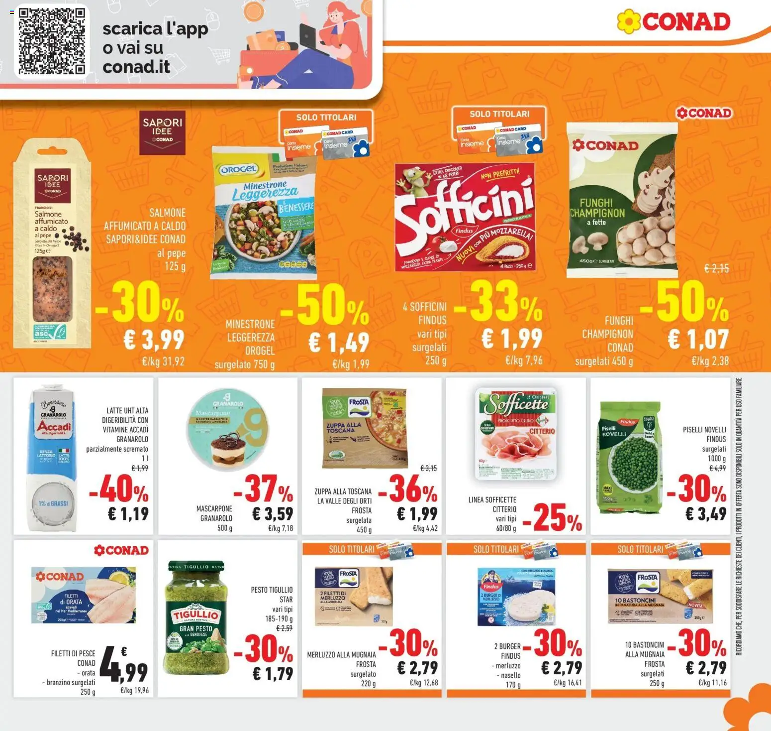 Volantino Conad del 29.01.2026 | Pagina: 19 | Prodotti: Salmone, Branzino, Latte, Pesto