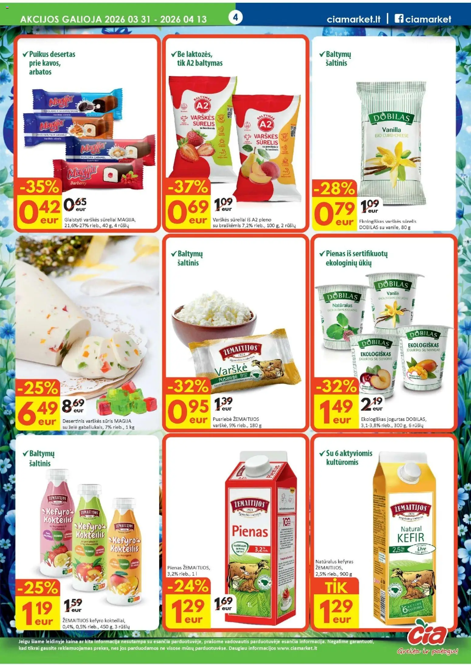 ČIA MARKET akcijos nuo 31.03.2026 | Puslapis: 4 | Prekių: Varškės sūris, Jogurtas, Sūris, Varškė