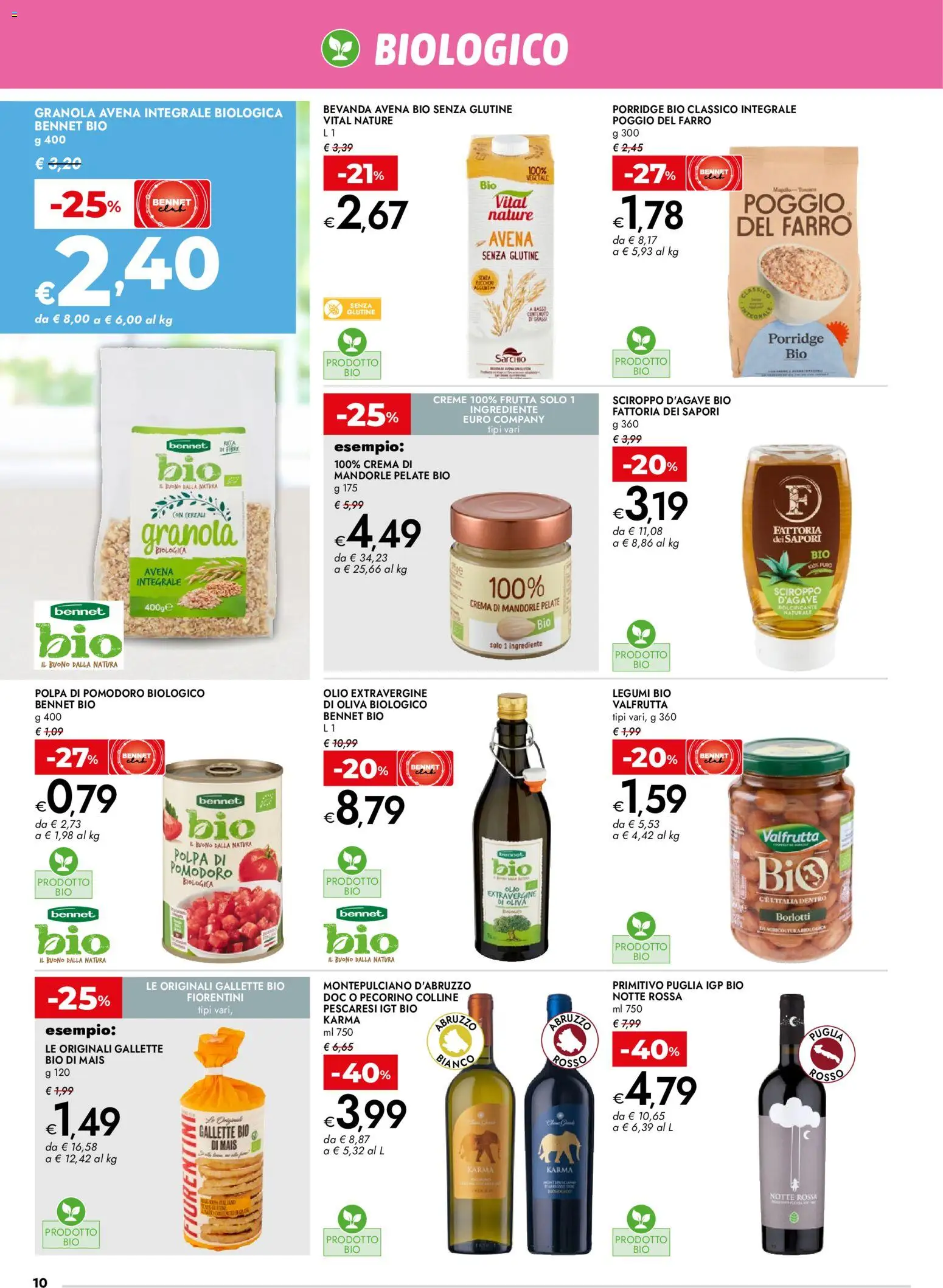 Volantino bennet del 02.04.2026 | Pagina: 10 | Prodotti: Dolcificante, Frutta, Mais, Pecorino