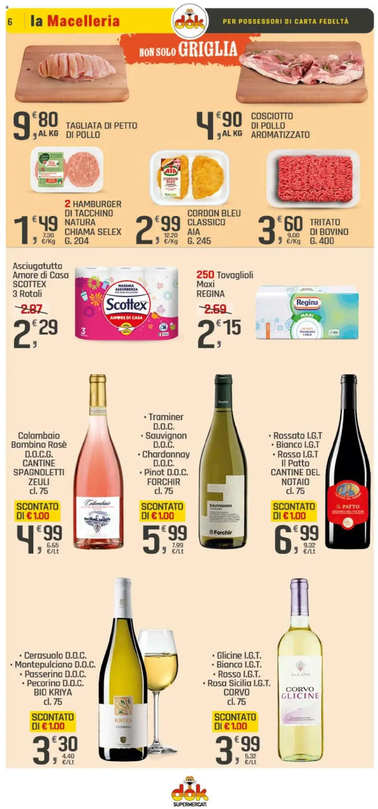 Volantino DOK del 08.08.2025 | Pagina: 6 | Prodotti: Bovino, Pollo, Hamburger, Pecorino