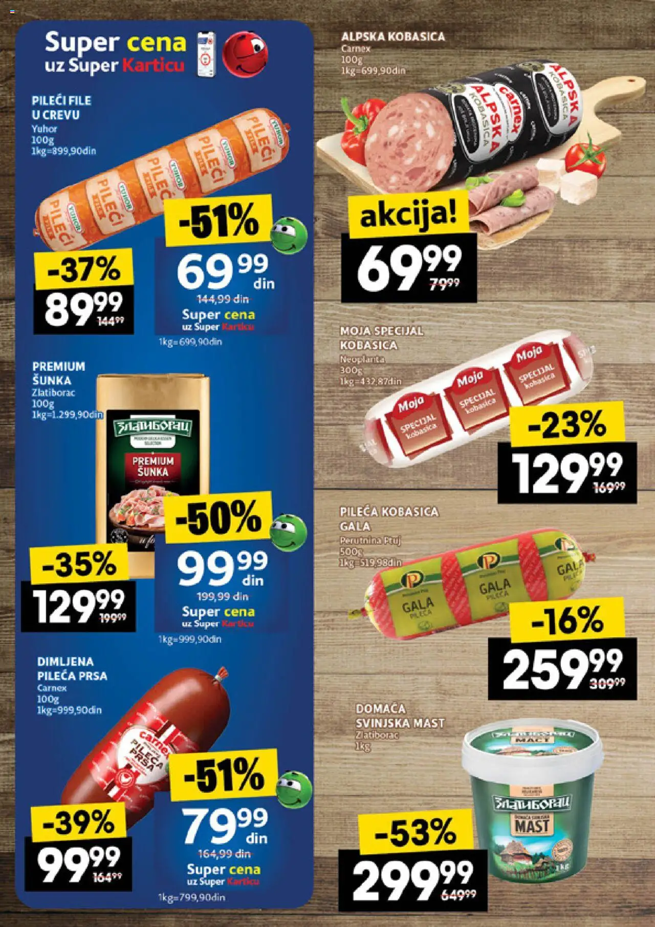 Idea katalog - važi od 21.08.2025 | Strana: 16 | Proizvode: Pileća prsa, Pileći file, Šunka, Svinjska mast
