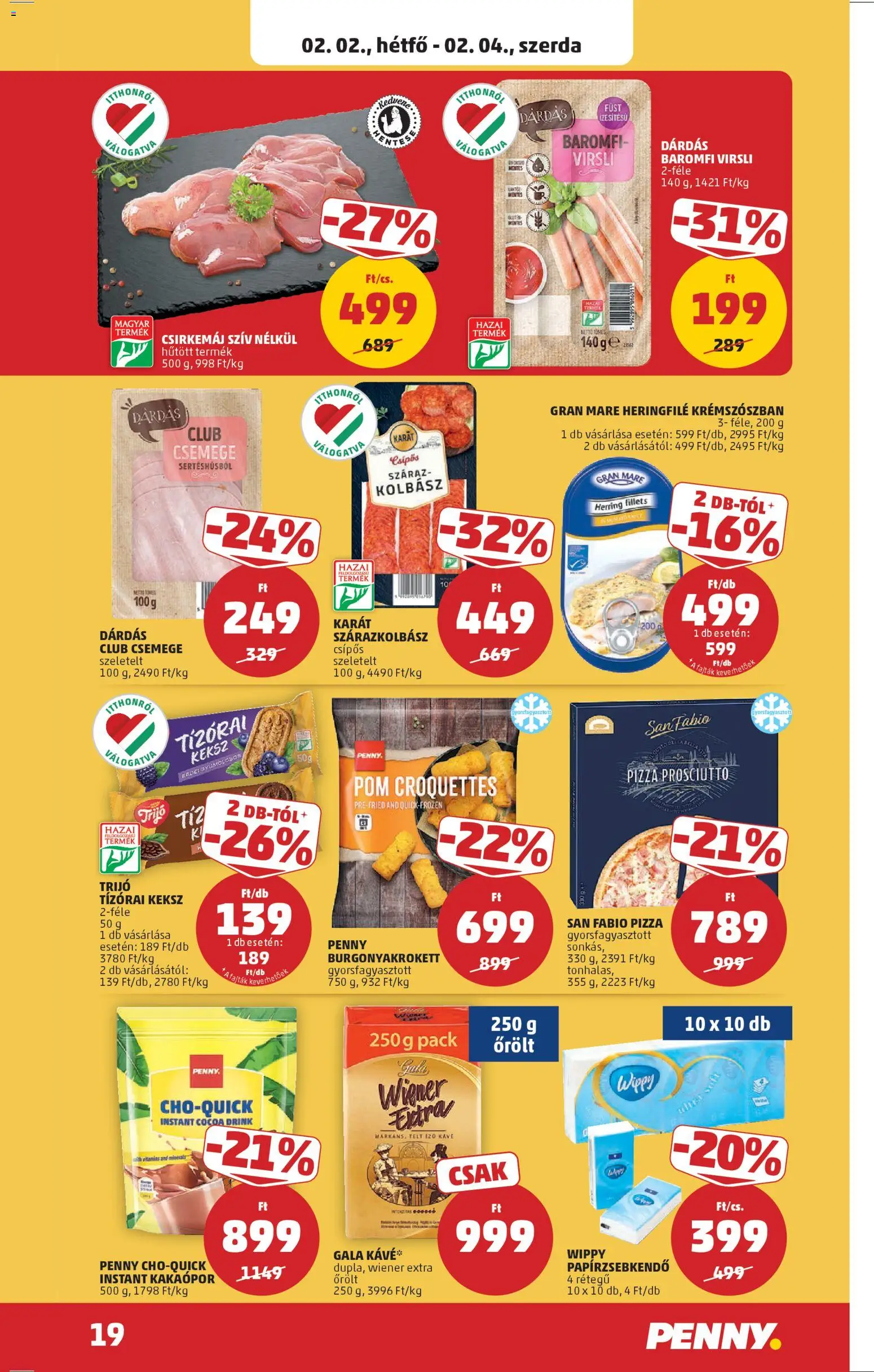 PENNY akciós ujság - amely érvényes a következő dátumtól: 29.01.2026 | Oldal: 23 | Termékek: Kolbász, Kávé, Pizza, Keksz