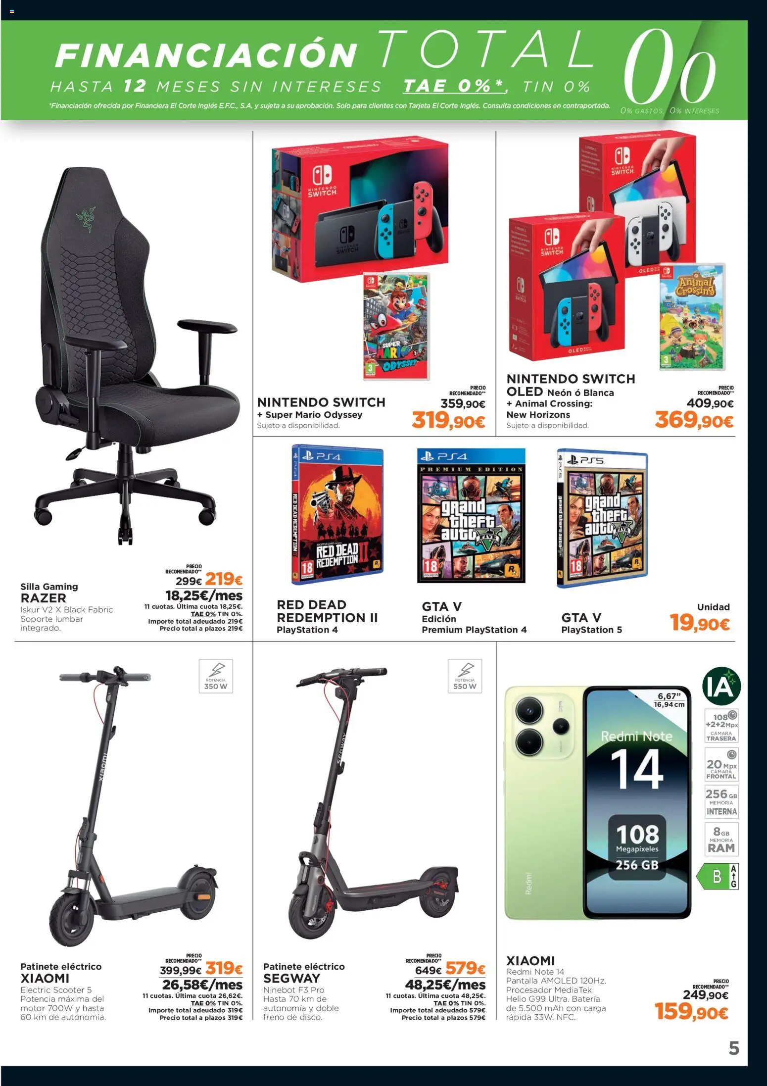 El Corte Inglés Black Friday │ válido desde el 17.11.2025 | Página: 5 | Productos: Patinete, Cámara, Playstation, Batería