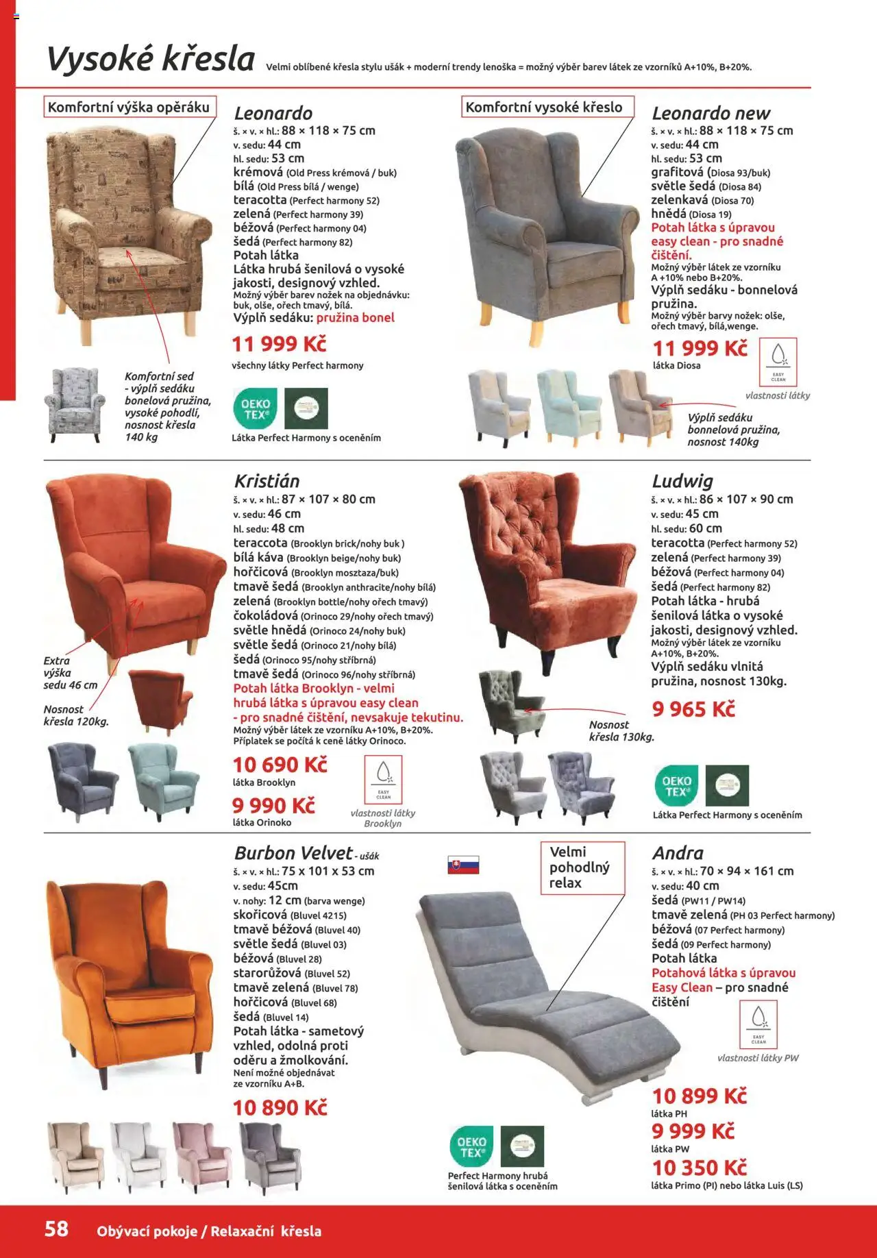 ORFA nábytek katalog 2025-2026 od 01.10.2025 | Strana: 58 | Produkty: Káva, Velvet, Křeslo, Barvy