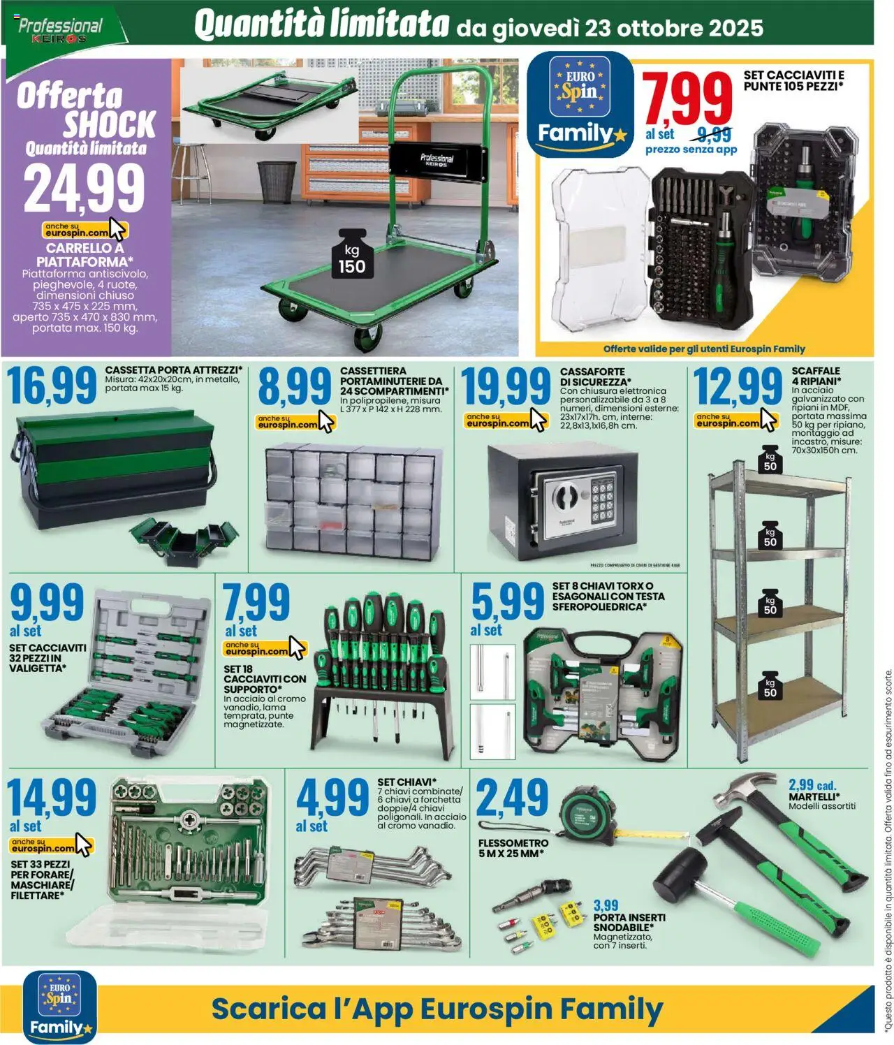 Volantino Eurospin del 23.10.2025 | Pagina: 12 | Prodotti: Carrello, Scaffale, Cassaforte, Cassettiera