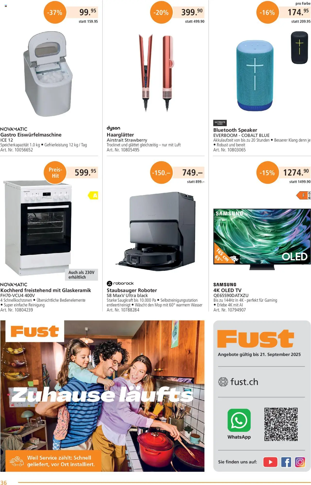 Fust Aktionen ab 25.08.2025 | Seite: 36 | Produkte: Haarglätter, TV, Staubsauger, Dyson
