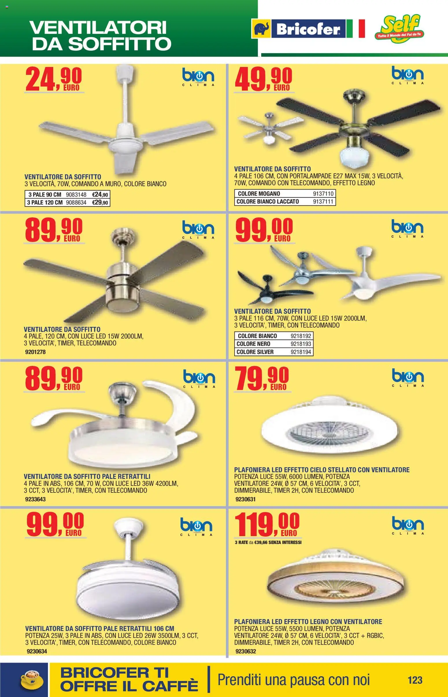 Volantino Self del 14.04.2026 | Pagina: 123 | Prodotti: Ventilatore, Telecomando, Tè, Lima