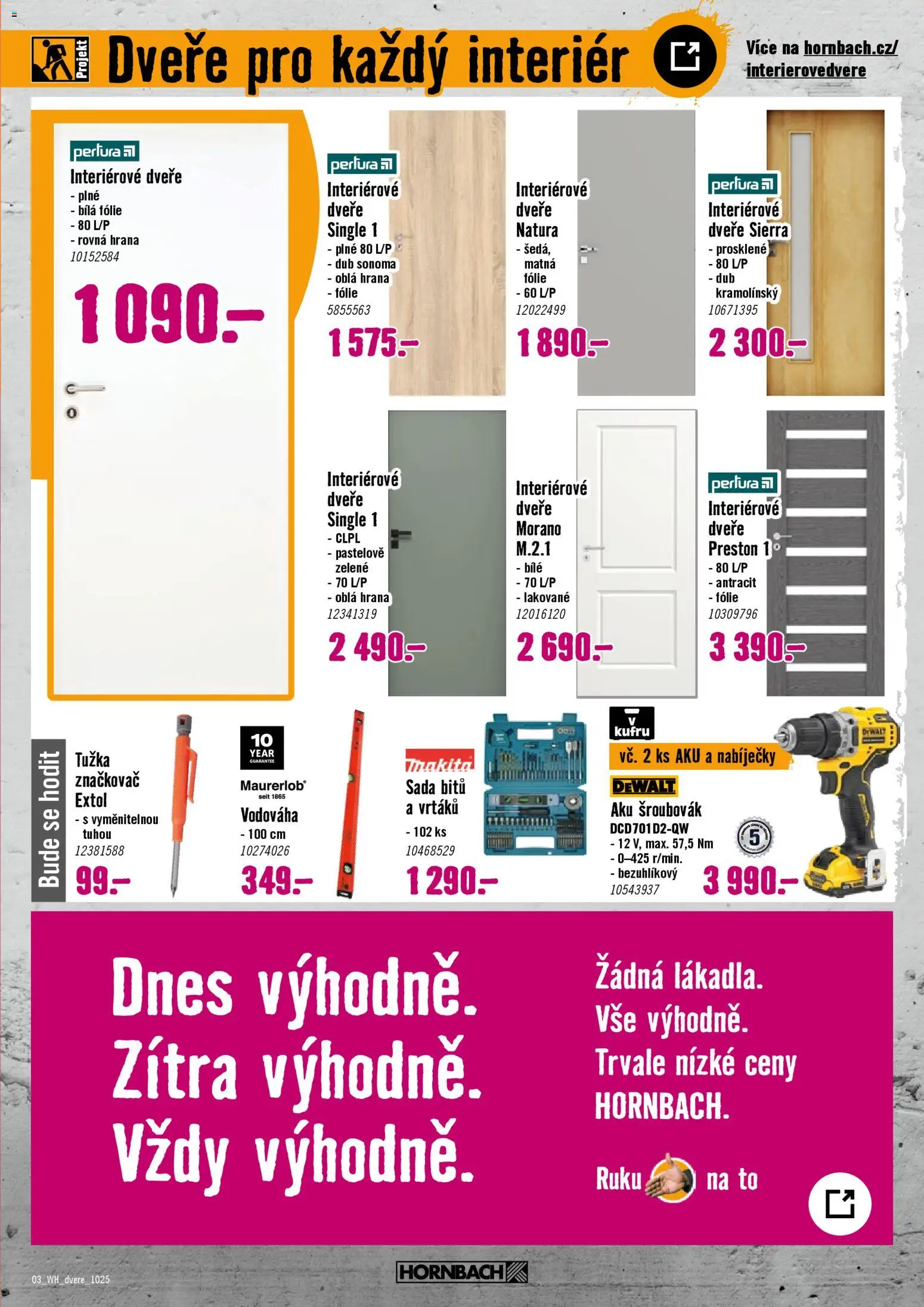 HORNBACH leták - Dveře od 22.10.2025 | Strana: 3 | Produkty: Interiérové dveře, Sada bitů, Tužka, Aku šroubovák