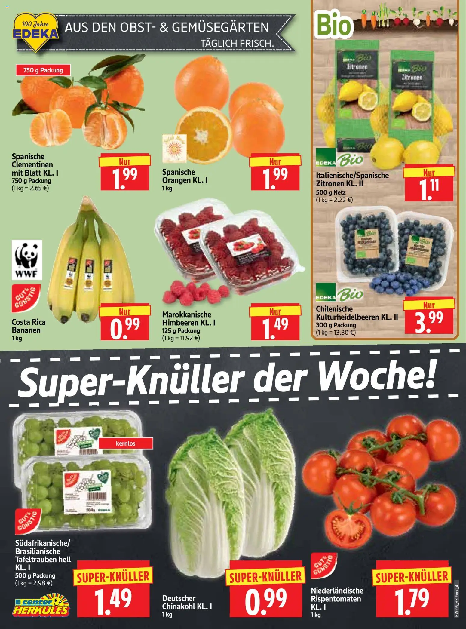 HERKULES Prospekt 	 – gültig ab 26.01.2026 | Seite: 4 | Produkte: Bananen, Orangen, Chinakohl, Zitronen