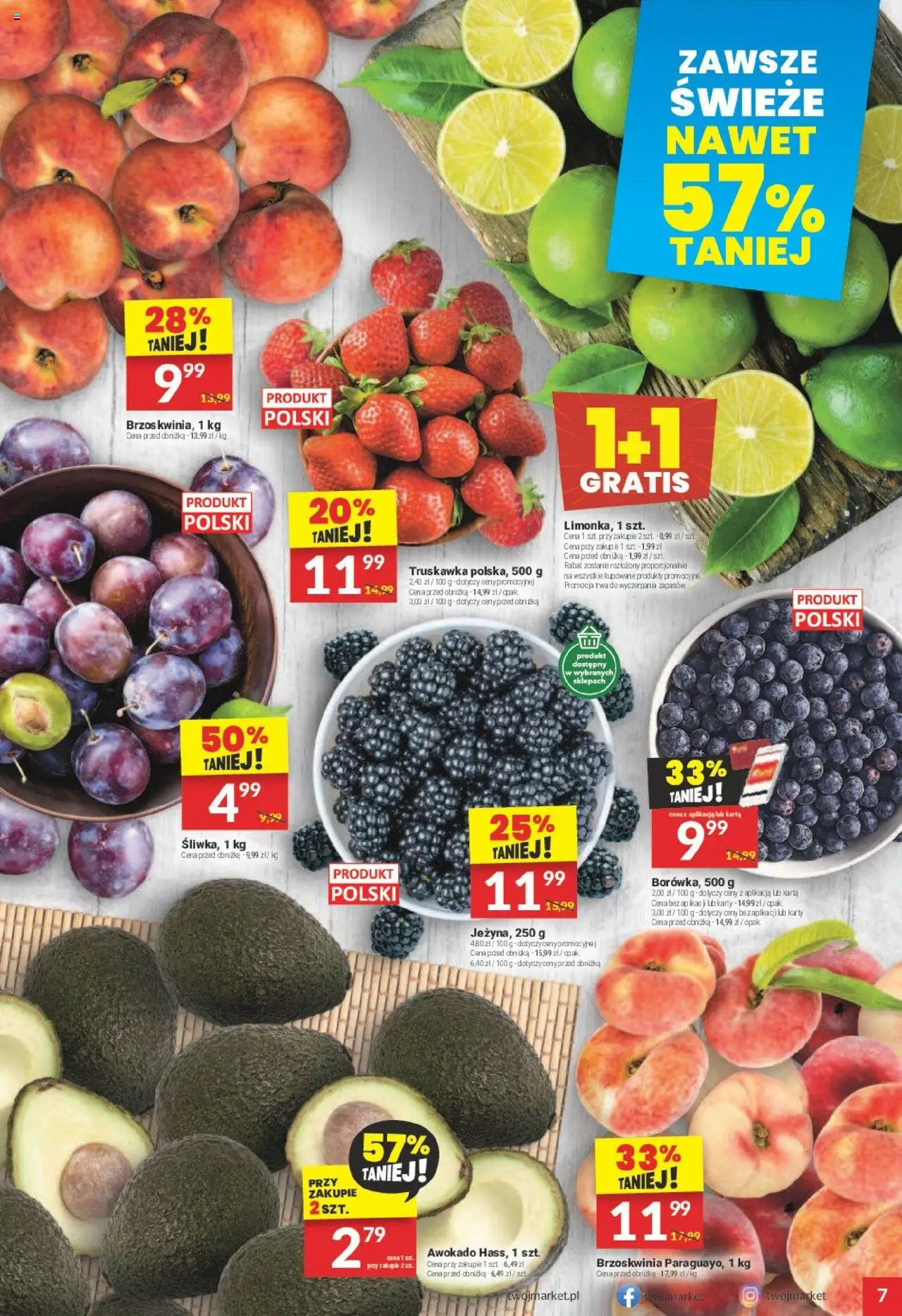 Twój Market Gazetka od 06.08.2025 | Strona: 7 | Produkty: Brzoskwinia, Karta, Awokado