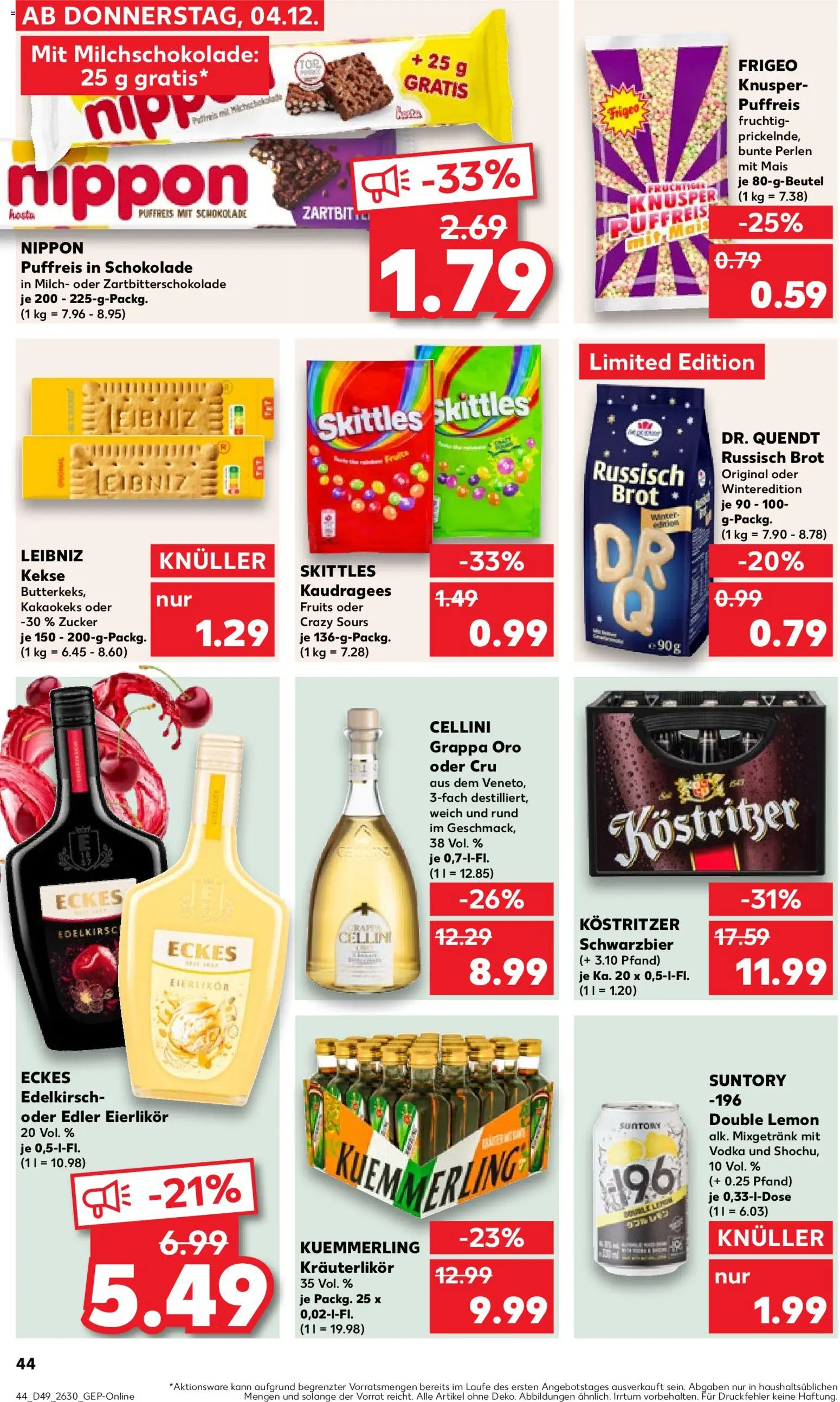 Kaufland prospekt Rostock	 – gültig ab 07.12.2025 | Seite: 44 | Produkte: Kostritzer, Kuemmerling, Brot, Kekse