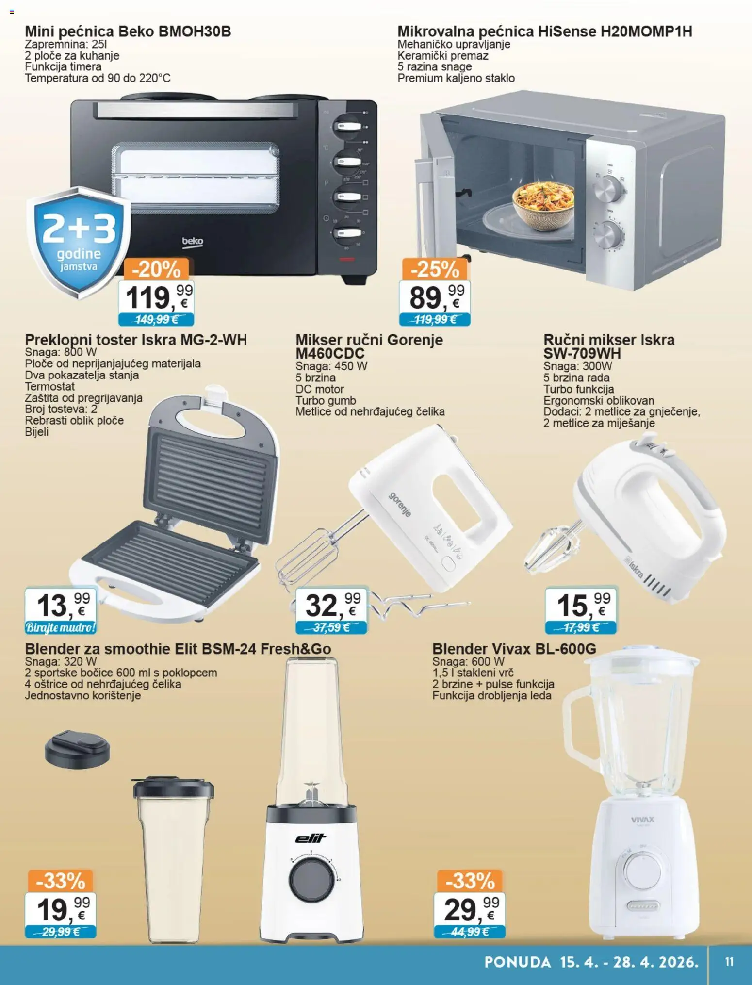 KTC katalog | vrijedi od 15.04.2026 | Stranica: 11 | Proizvodi: Mikser, Toster, Blender, Pećnica