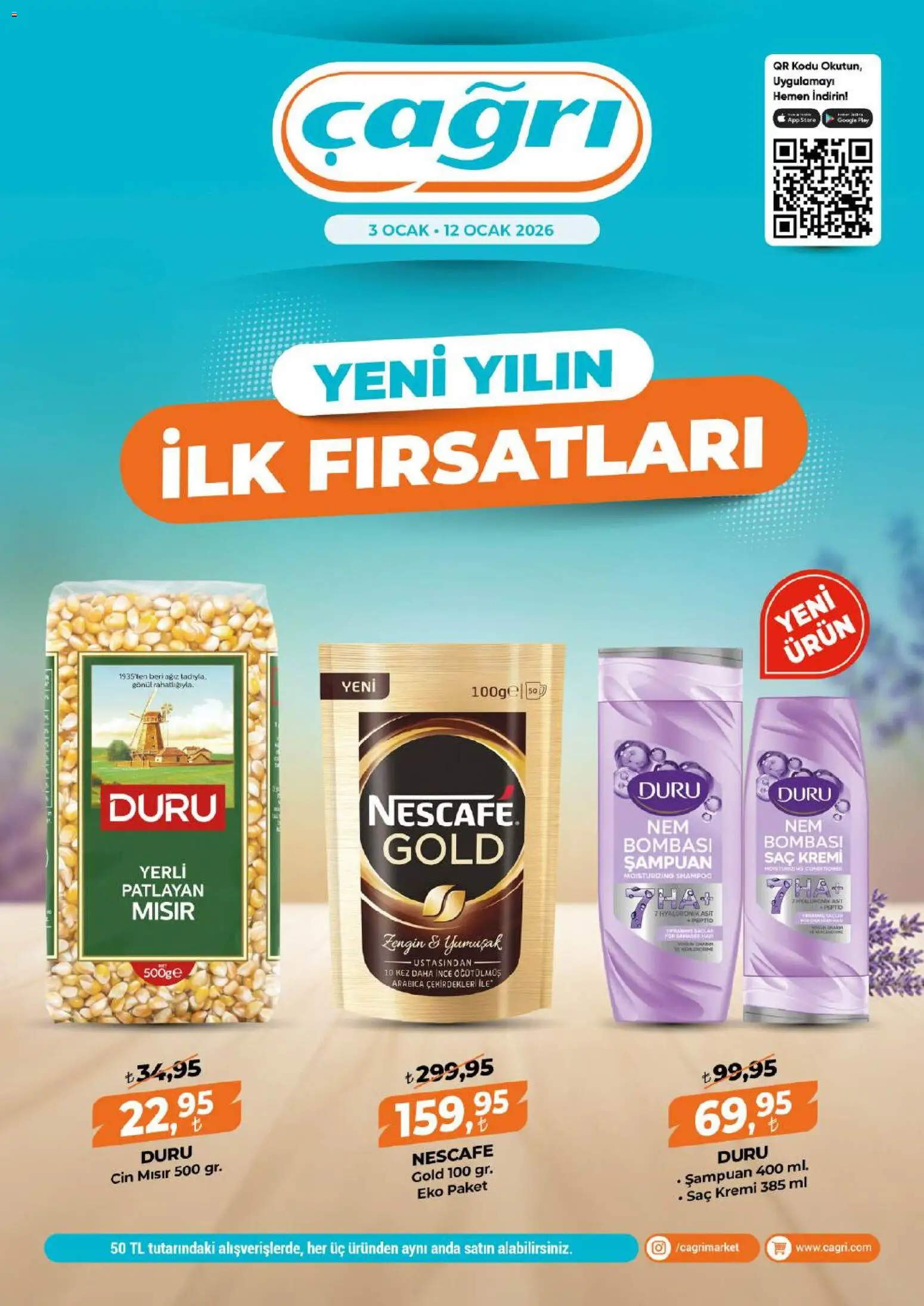 Çağrı Market Katalog - 03.01.2026 tarihinden itibaren geçerlidir | Sayfa: 1 | Ürünler: Şampuan, Cin, Mısır, Ocak
