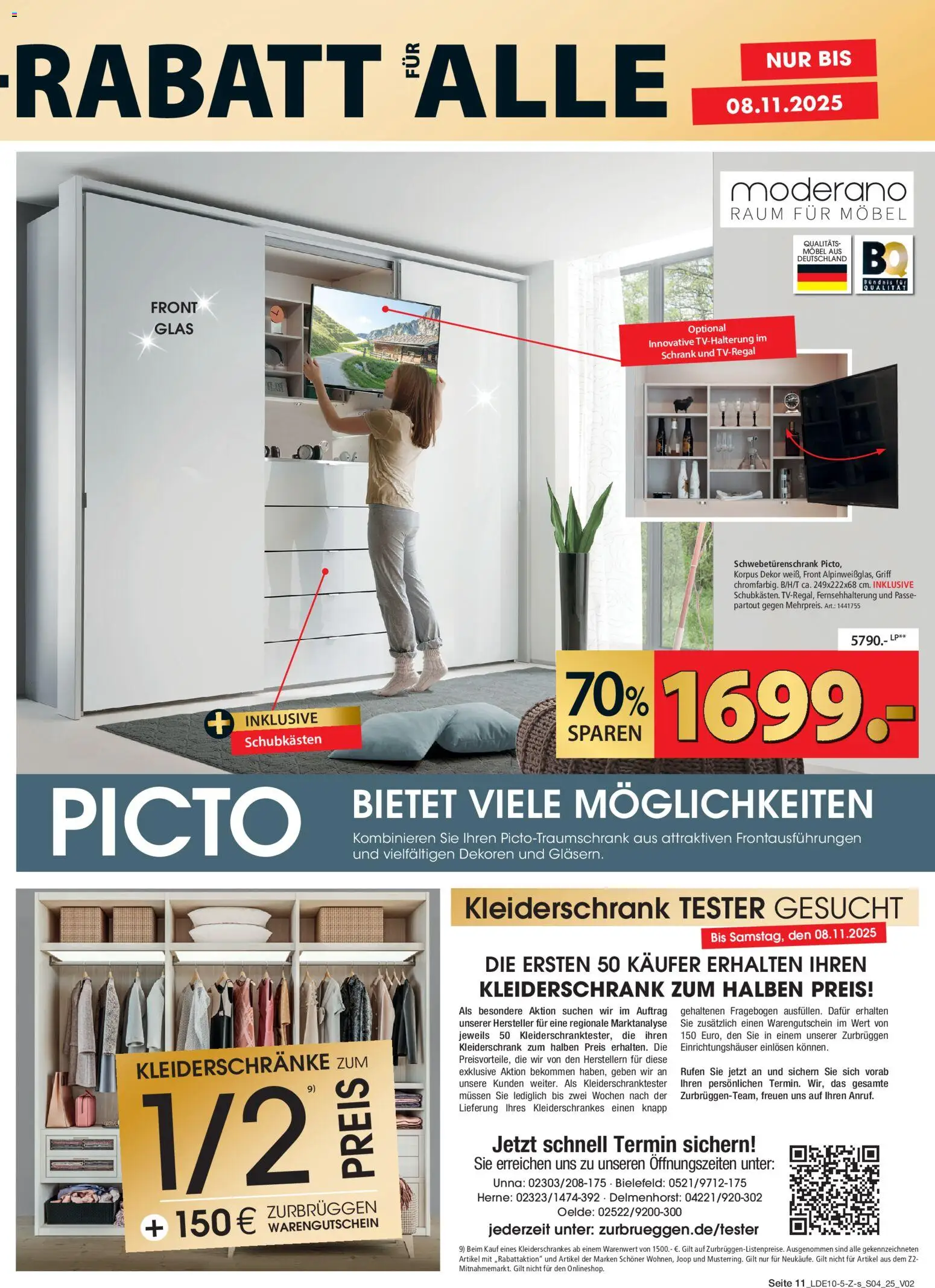 Zurbrüggen Personalrabatt für alle – gültig ab 03.11.2025 | Seite: 11 | Produkte: Kleiderschrank, Schwebetürenschrank, Schrank