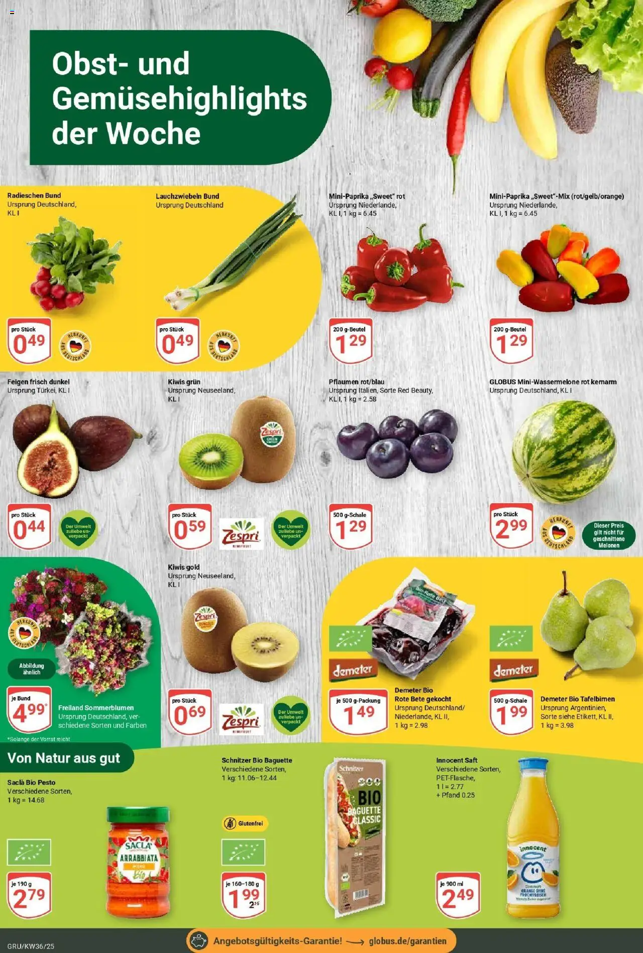 Globus prospekt Grünstadt	 – gültig ab 01.09.2025 | Seite: 7 | Produkte: Pflaumen, Baguette, Obst, Saft