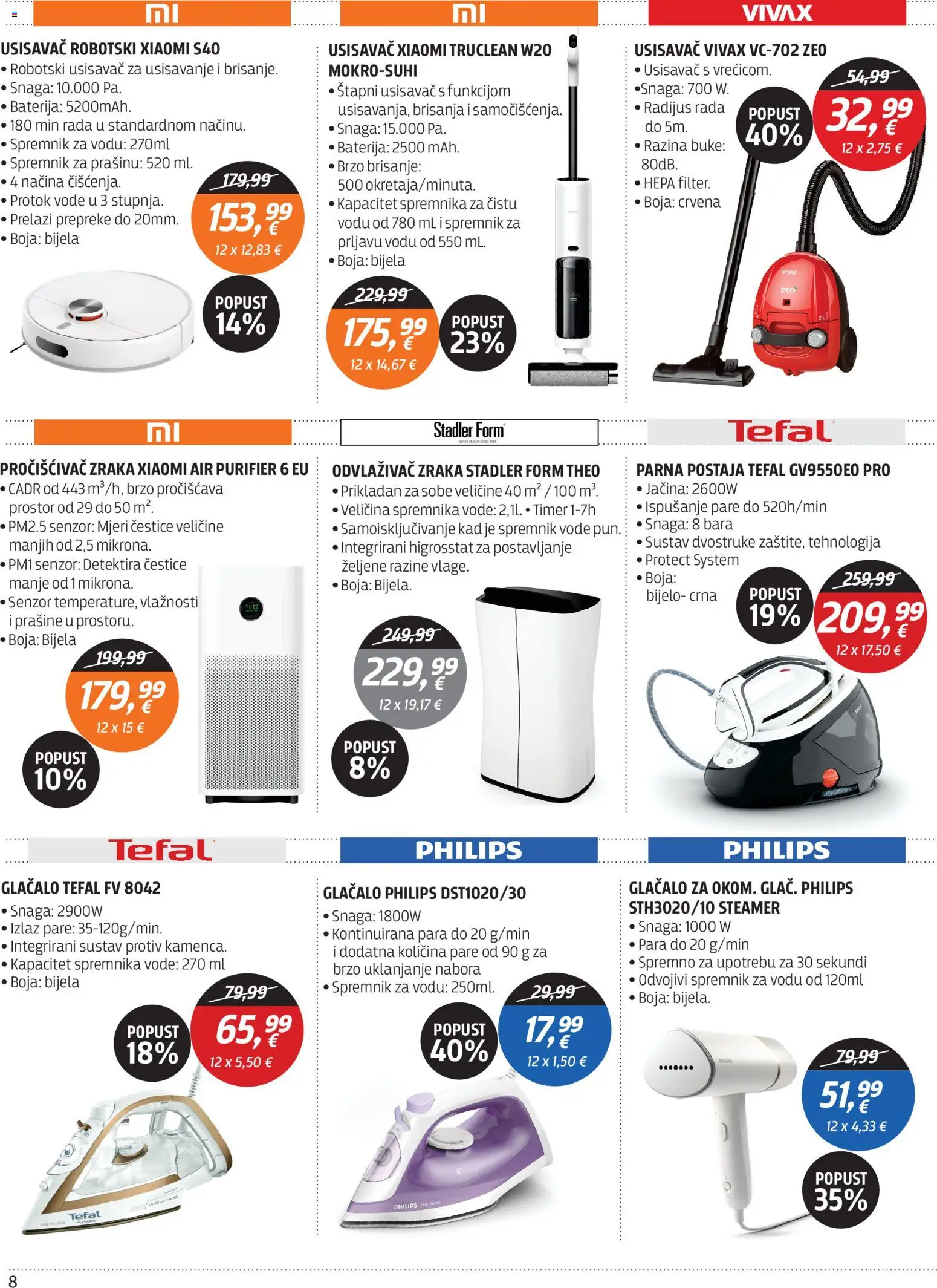 Centar Tehnike katalog | vrijedi od 09.03.2026 | Stranica: 8 | Proizvodi: Usisavač, Pročišćivač zraka, Parna postaja, Baterija