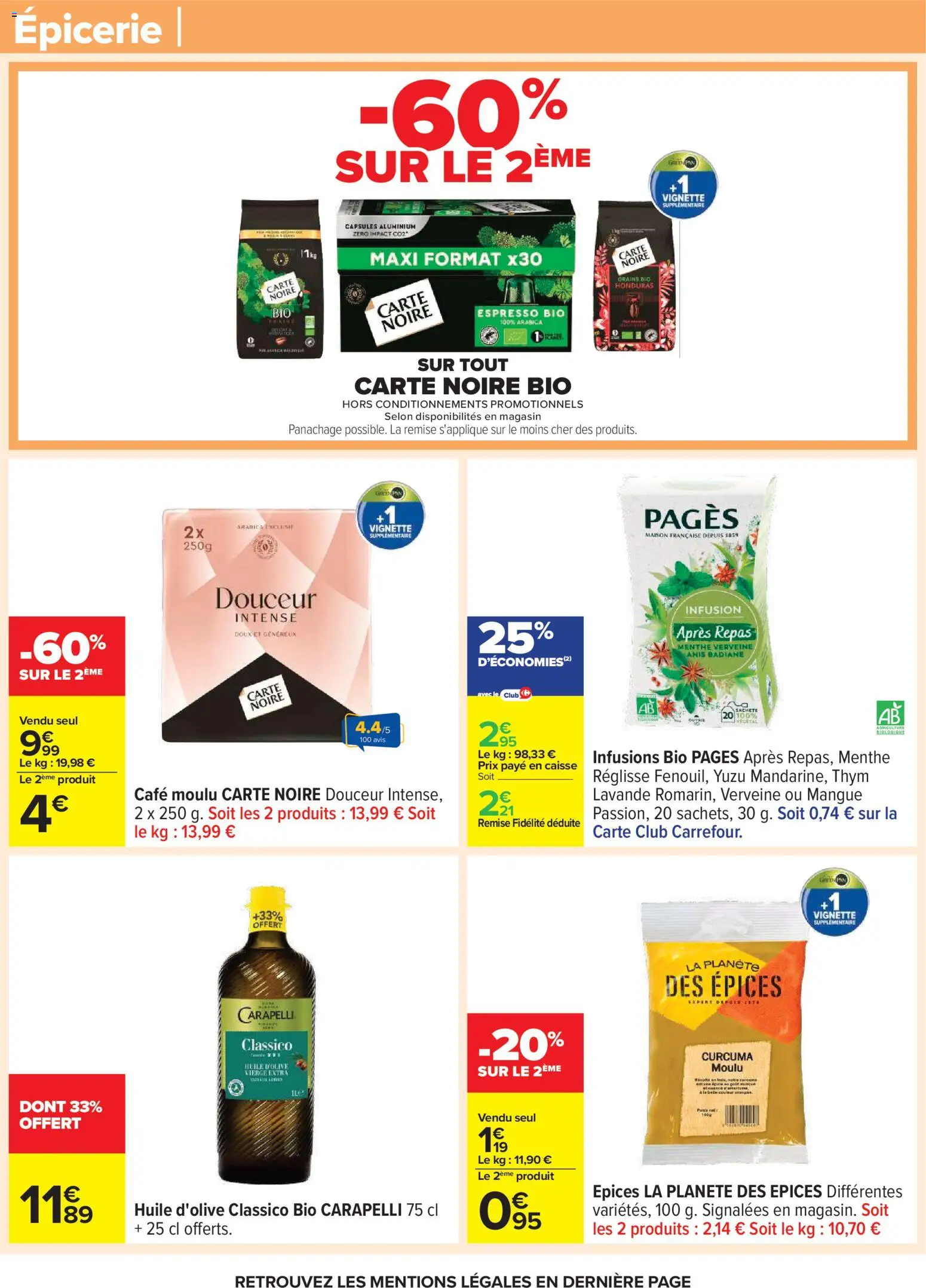 {H1} | Page: 39 | Produits: Mangue, Lavande, Infusion, Cafe moulu carte noire