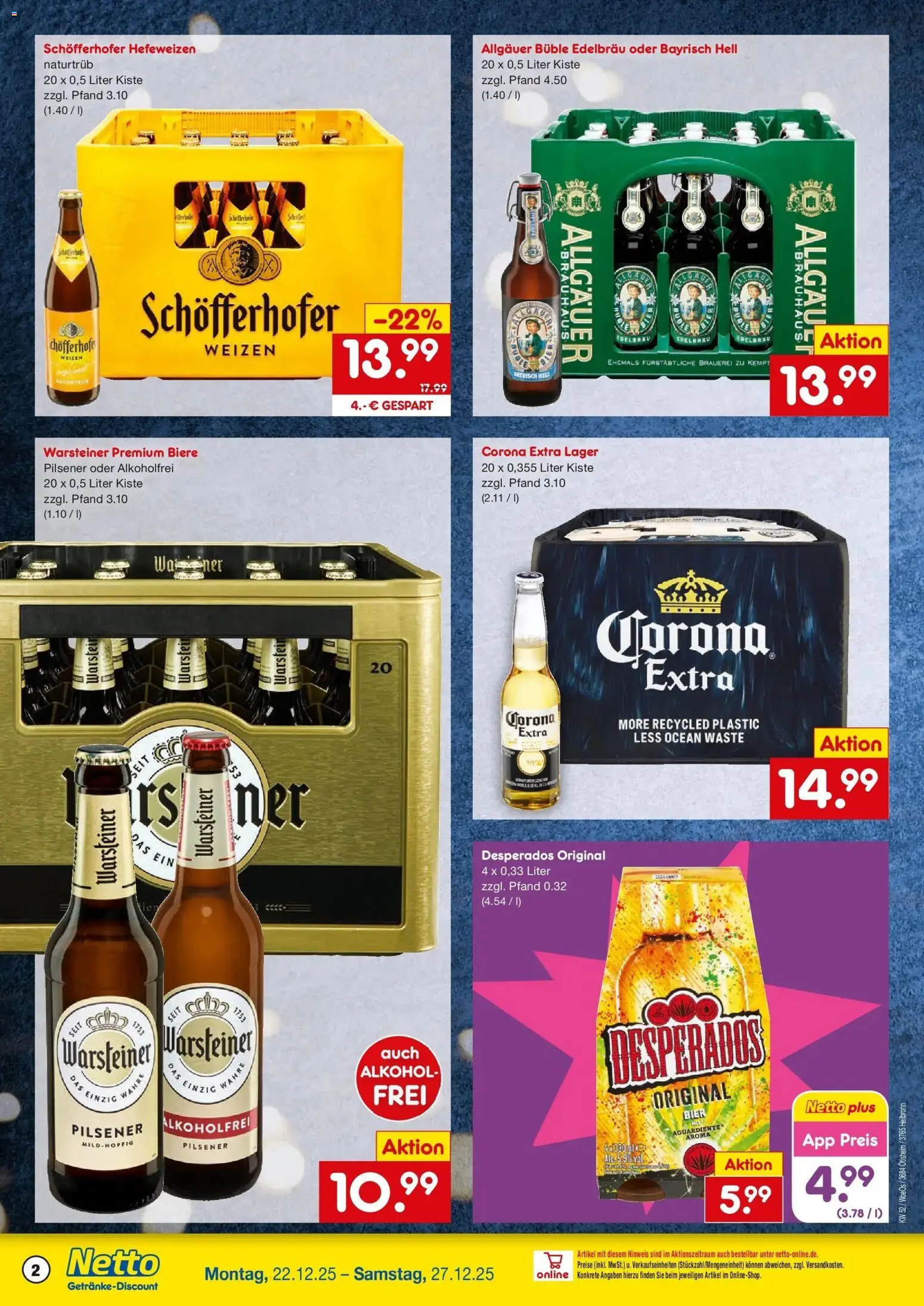 Netto Marken-Discount prospekt Ötisheim	 – gültig ab 22.12.2025 | Seite: 2 | Produkte: Bier, Warsteiner, Desperados