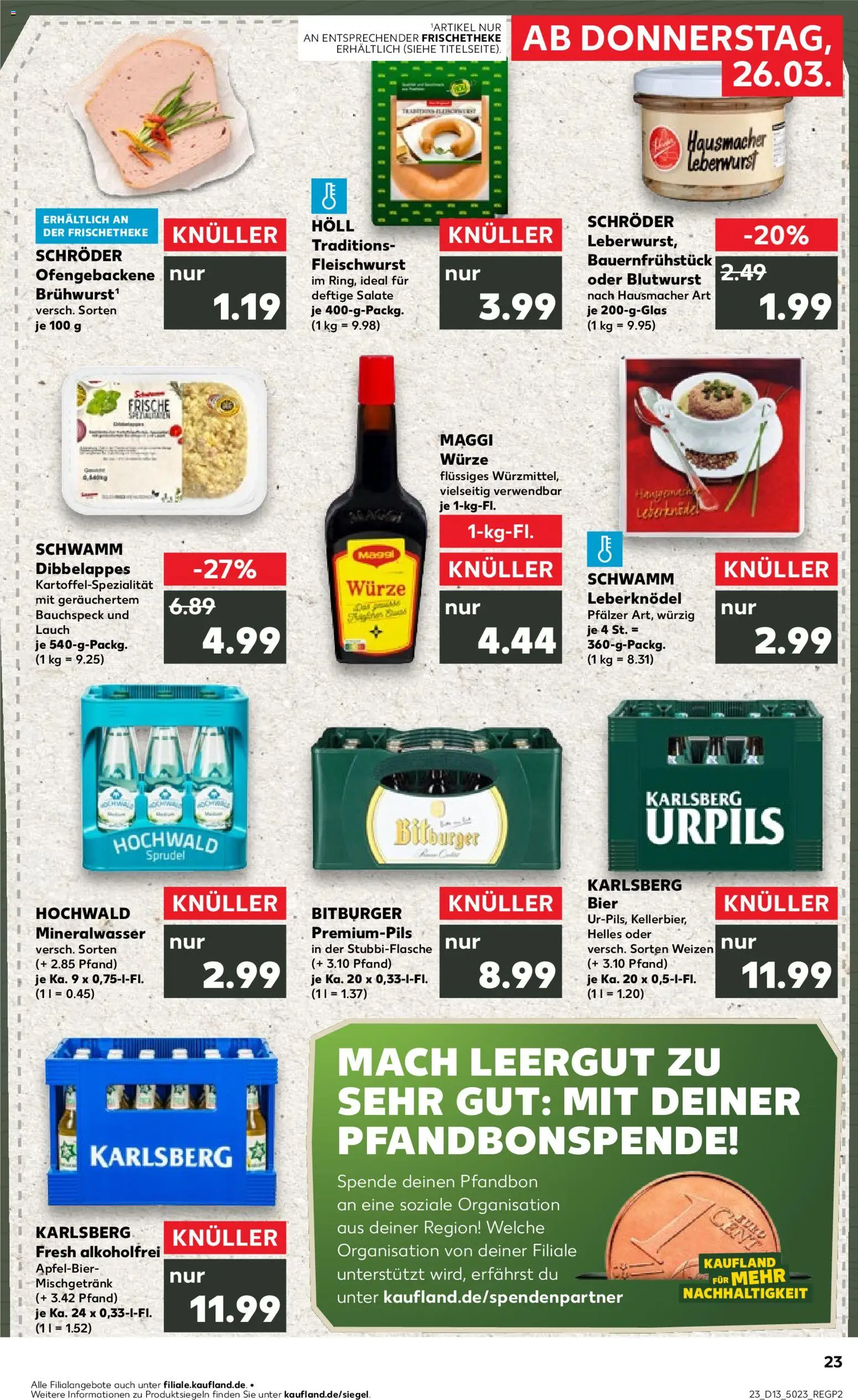 Kaufland Prospekt Völklingen	 – gültig ab 26.03.2026 | Seite: 23 | Produkte: Bitburger, Maggi, Bier, Mineralwasser