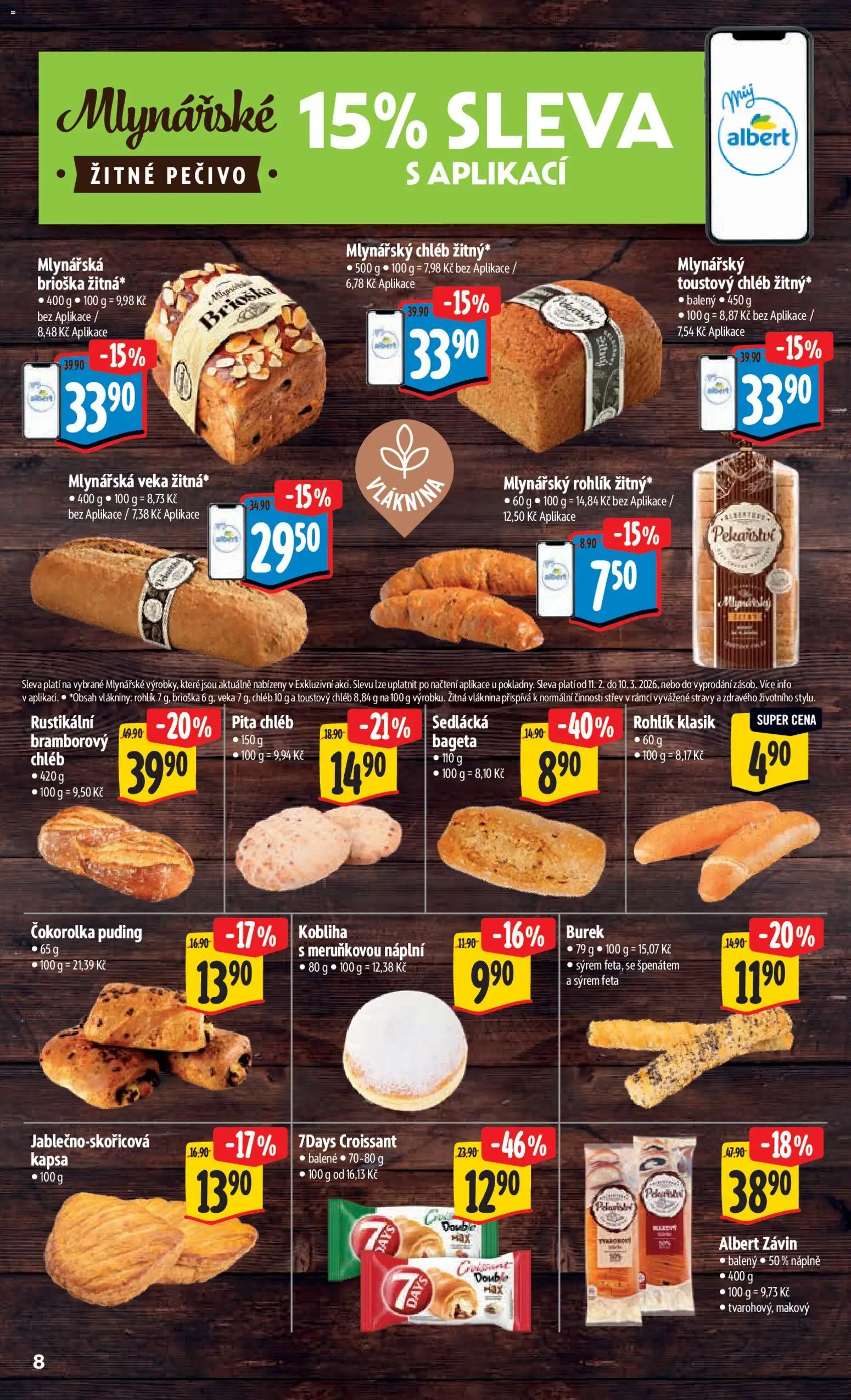 Albert leták - Hypermarket od 18.02.2026 | Strana: 16 | Produkty: Burek, Pita chléb, Mlynářský chléb, Žitné pečivo