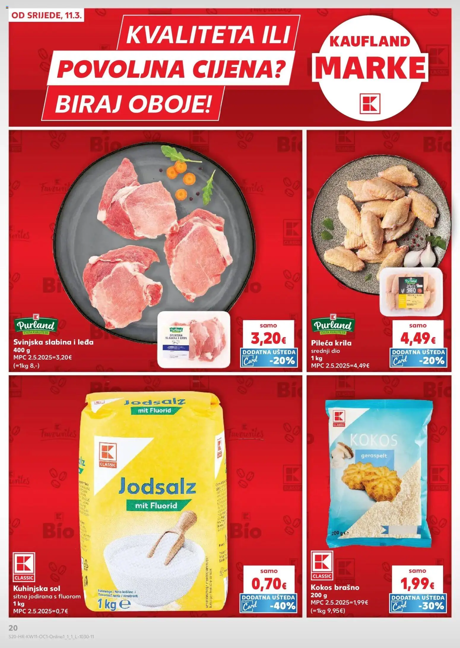 Kaufland katalog | vrijedi od 10.03.2026 | Stranica: 20 | Proizvodi: Pileća krila, Brašno, Sol